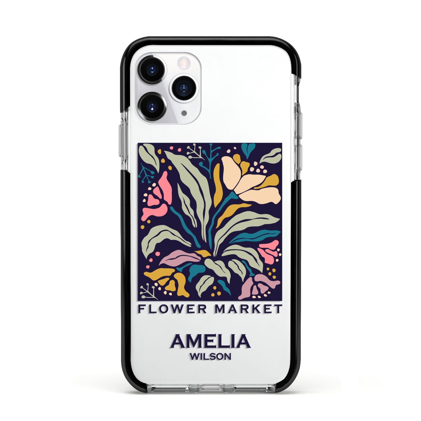 Seoul Flower Market Apple iPhone 11 Pro in Silver with Black Impact Case