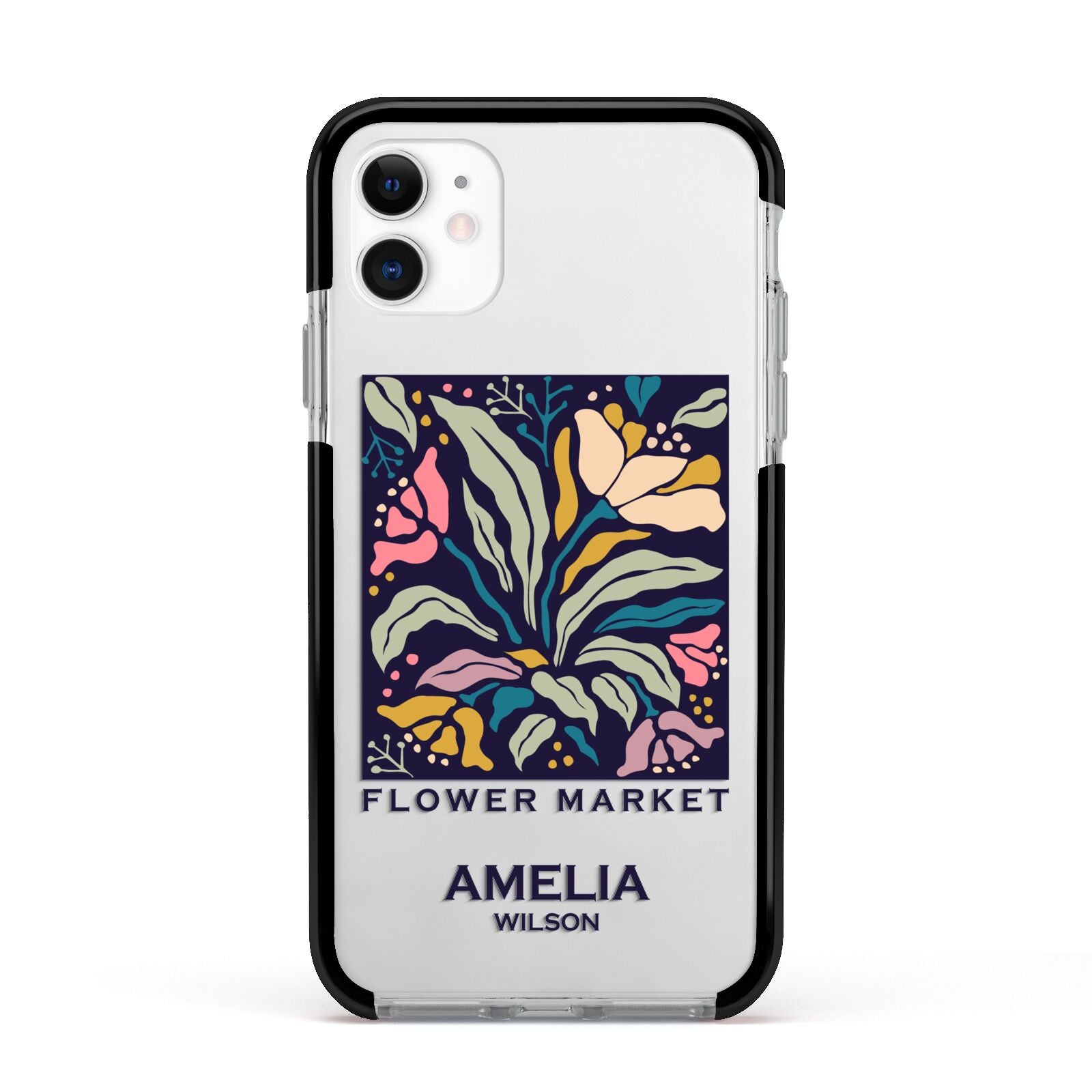 Seoul Flower Market Apple iPhone 11 in White with Black Impact Case