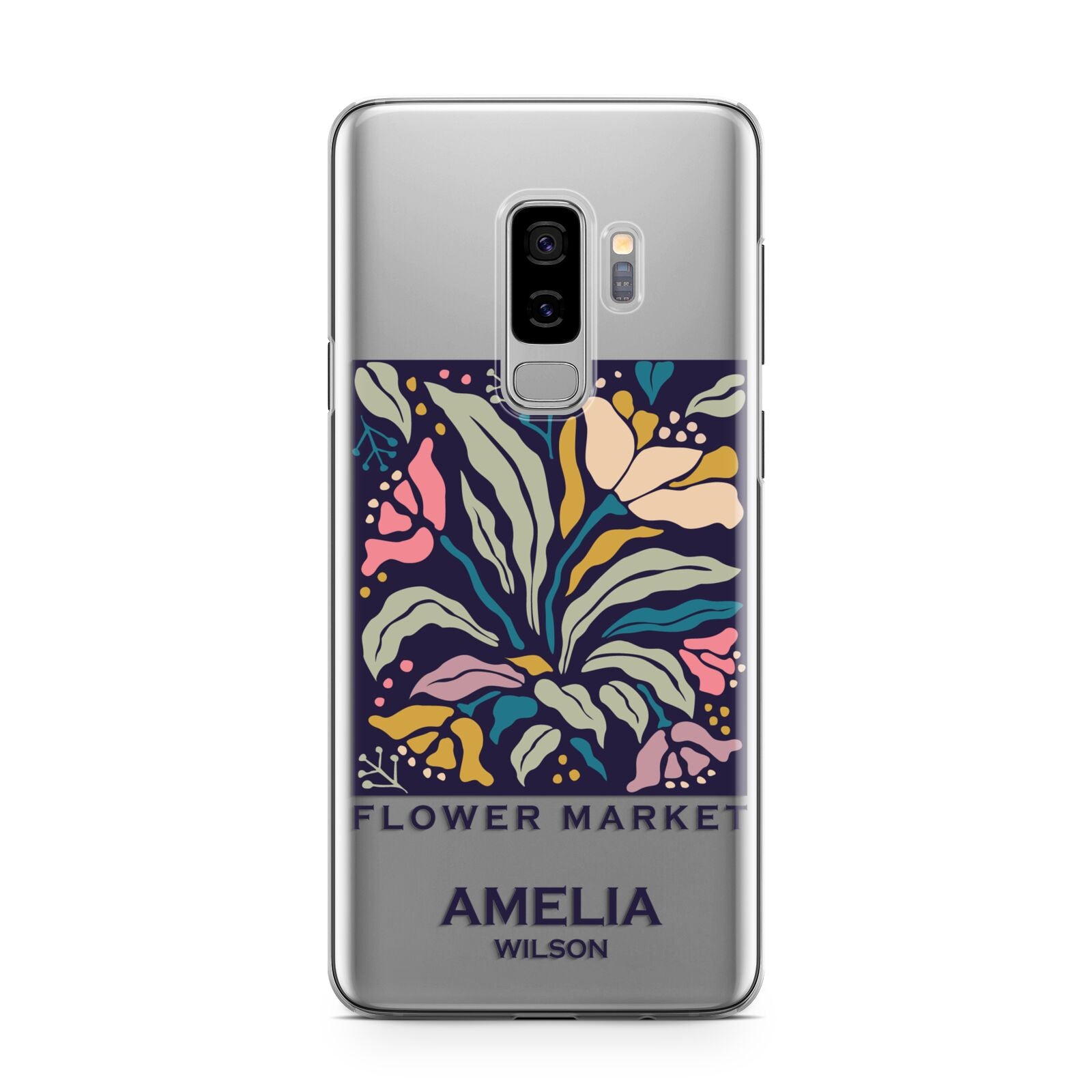 Seoul Flower Market Samsung Galaxy S9 Plus Case on Silver phone