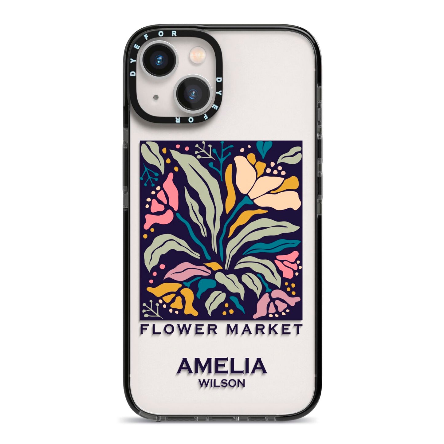 Seoul Flower Market iPhone 13 Black Impact Case on Silver phone