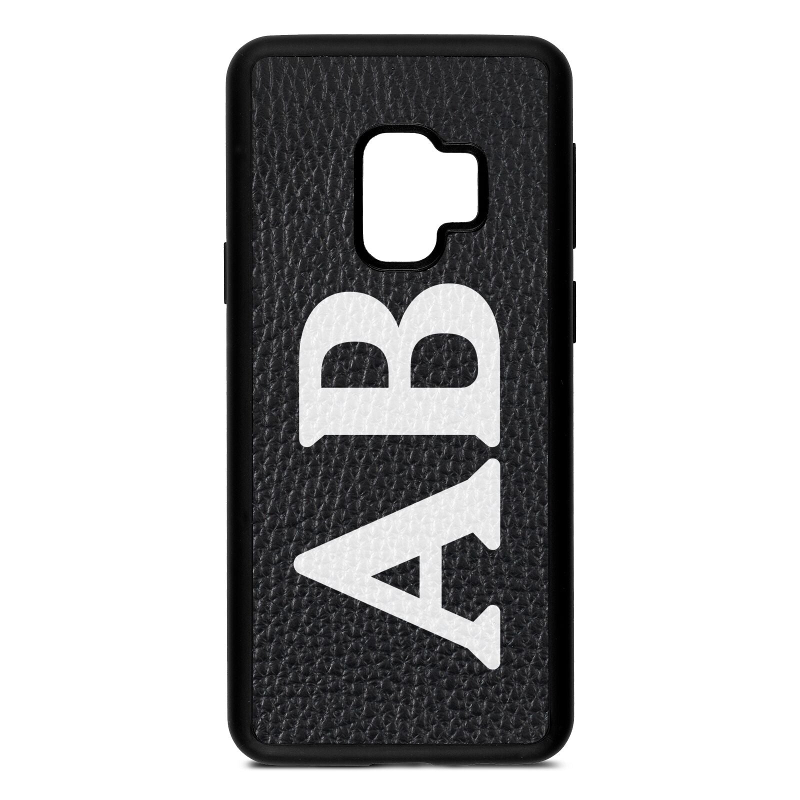 Serif Initials Black Pebble Leather Samsung S9 Case