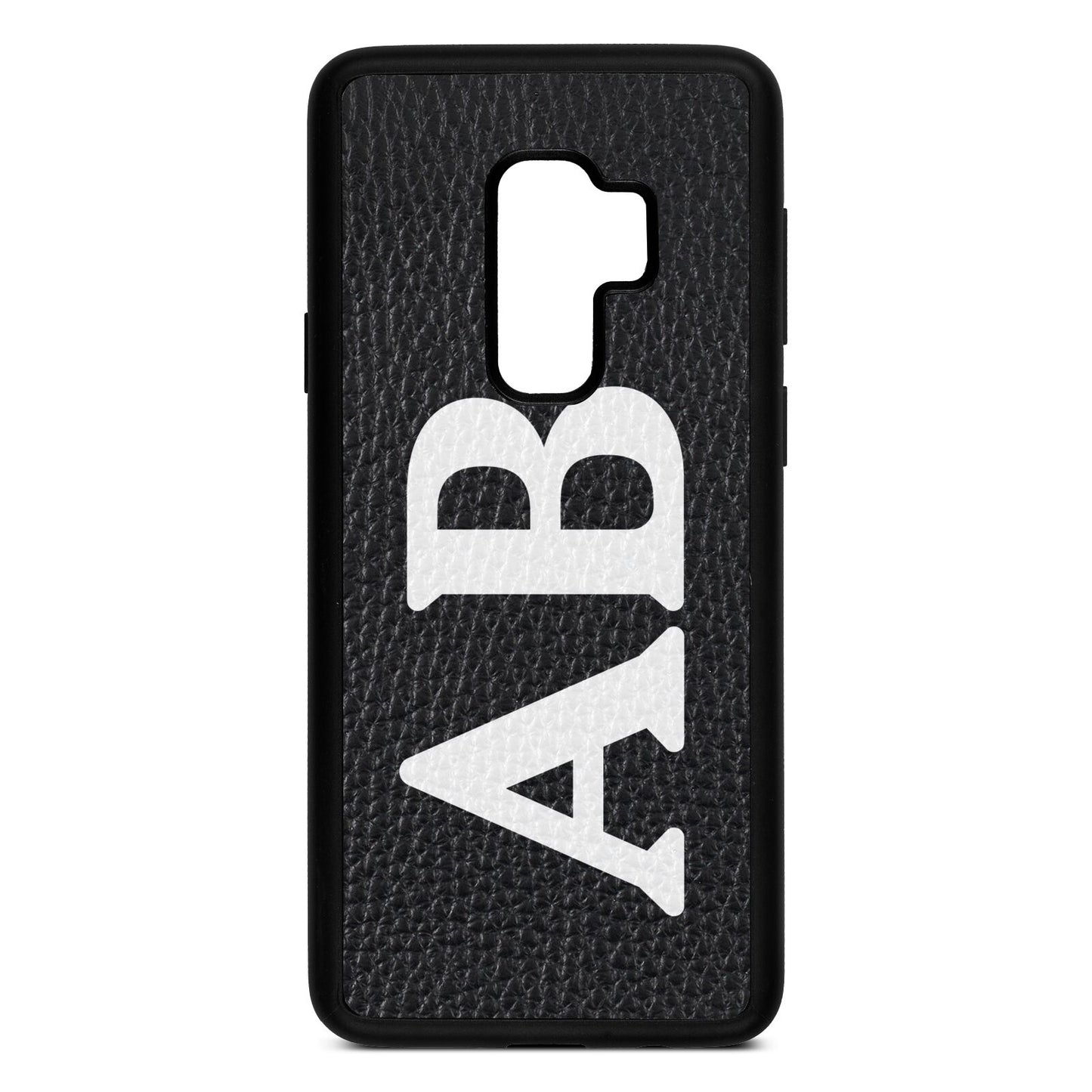 Serif Initials Black Pebble Leather Samsung S9 Plus Case