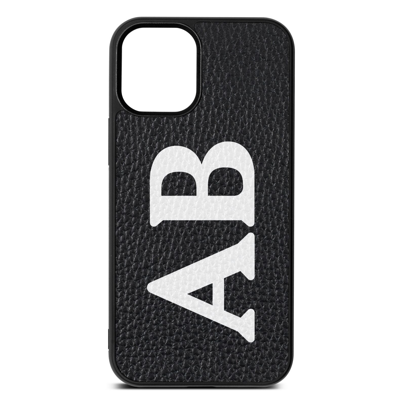 Serif Initials Pebble Leather Black iPhone Case Dyefor