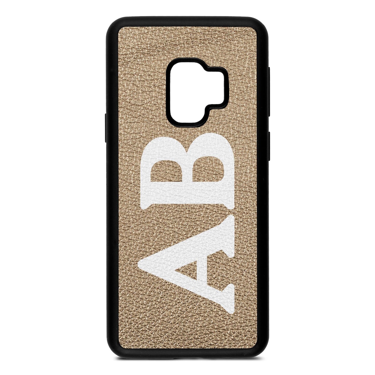 Serif Initials Gold Pebble Leather Samsung S9 Case