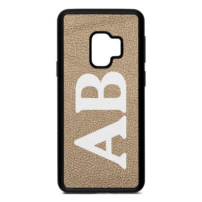 Serif Initials Gold Pebble Leather Samsung S9 Case