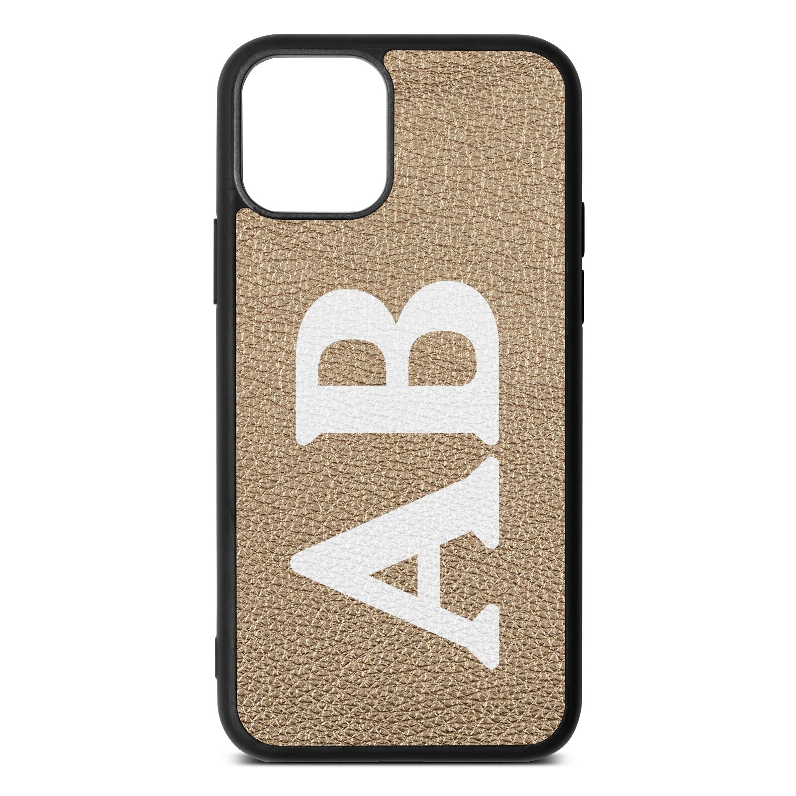 Serif Initials Gold Pebble Leather iPhone 11 Case