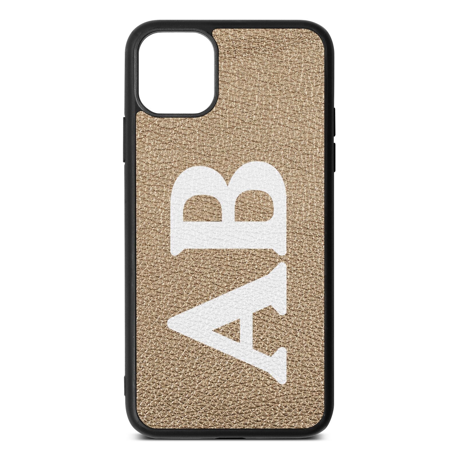 Serif Initials Gold Pebble Leather iPhone 11 Pro Max Case