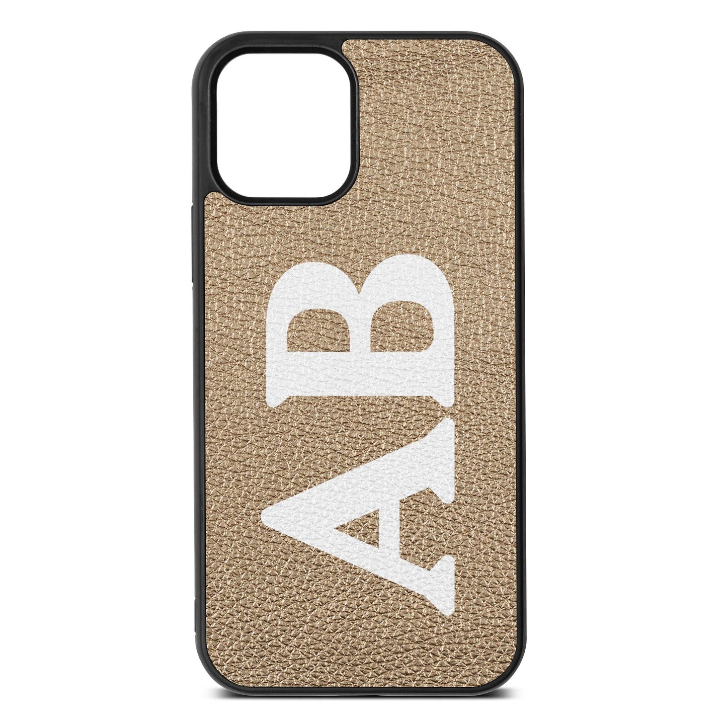 Serif Initials Gold Pebble Leather iPhone 12 Case