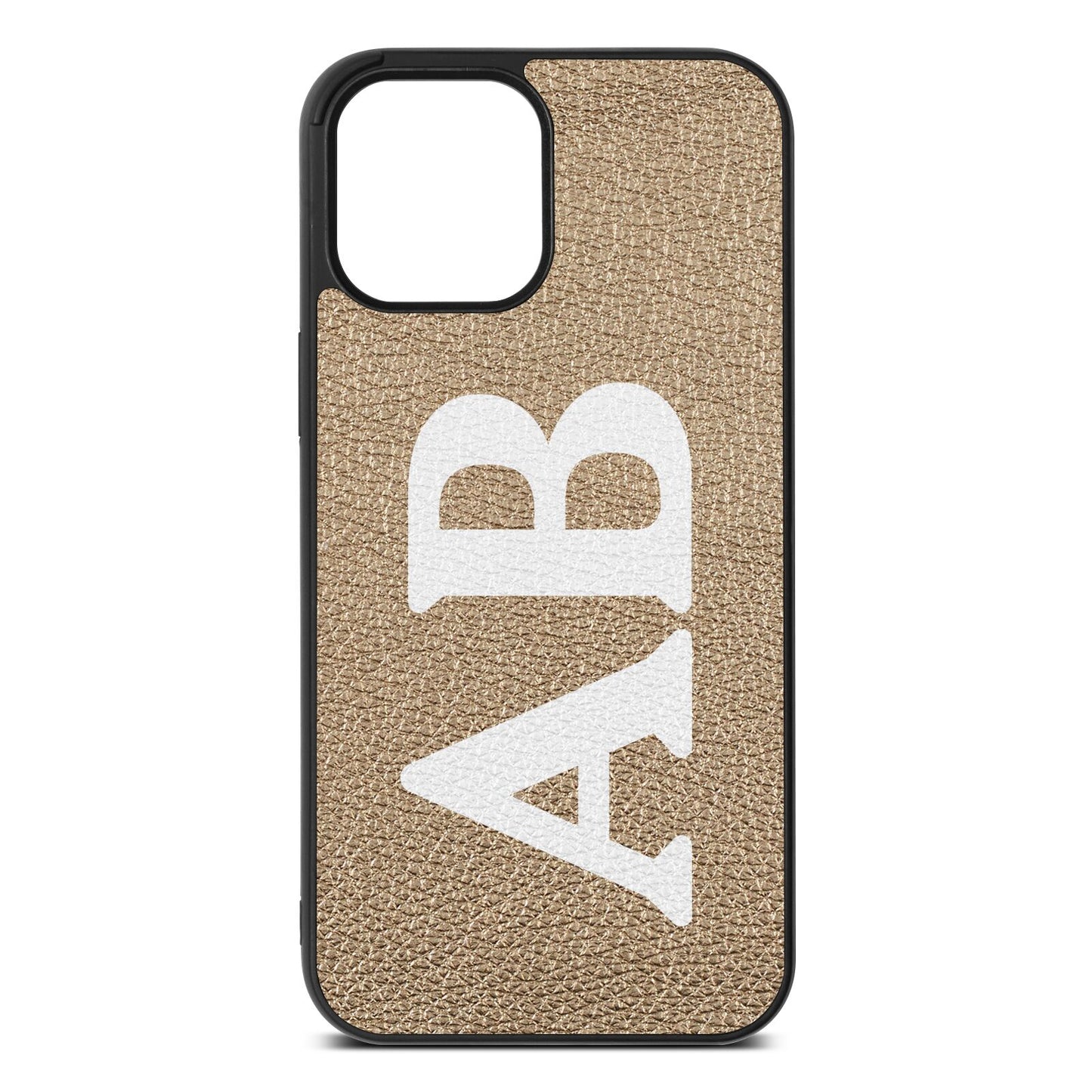 Serif Initials Gold Pebble Leather iPhone 12 Pro Max Case