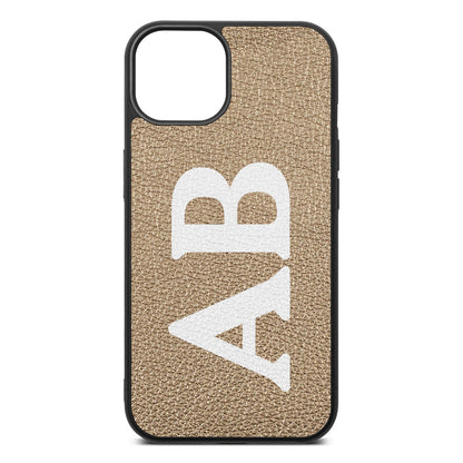 Serif Initials Gold Pebble Leather iPhone 13 Case