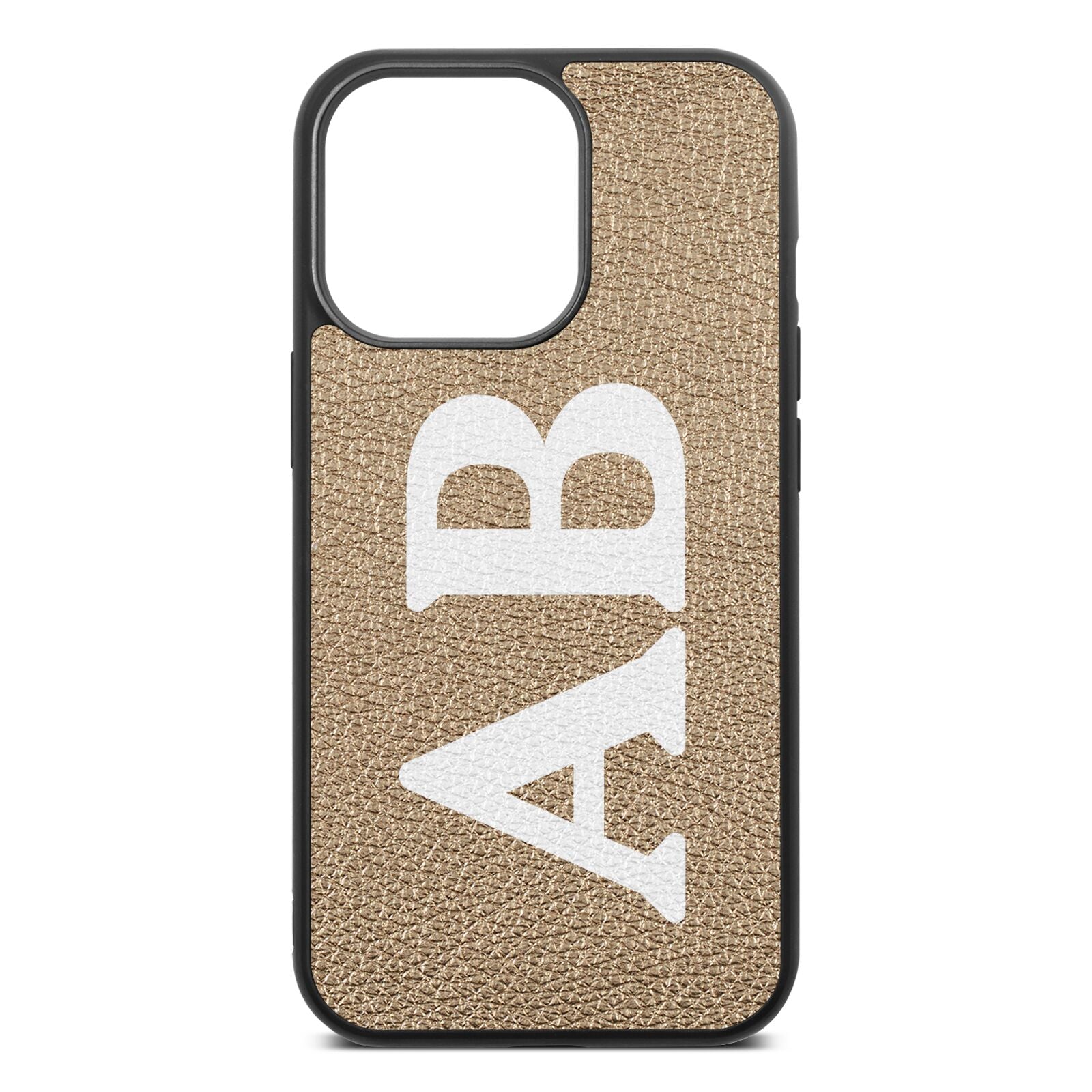 Serif Initials Gold Pebble Leather iPhone 13 Pro Case