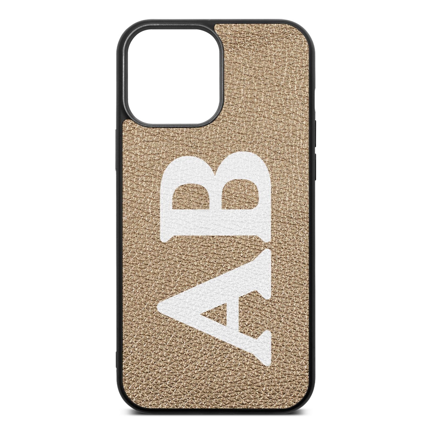 Serif Initials Gold Pebble Leather iPhone 13 Pro Max Case