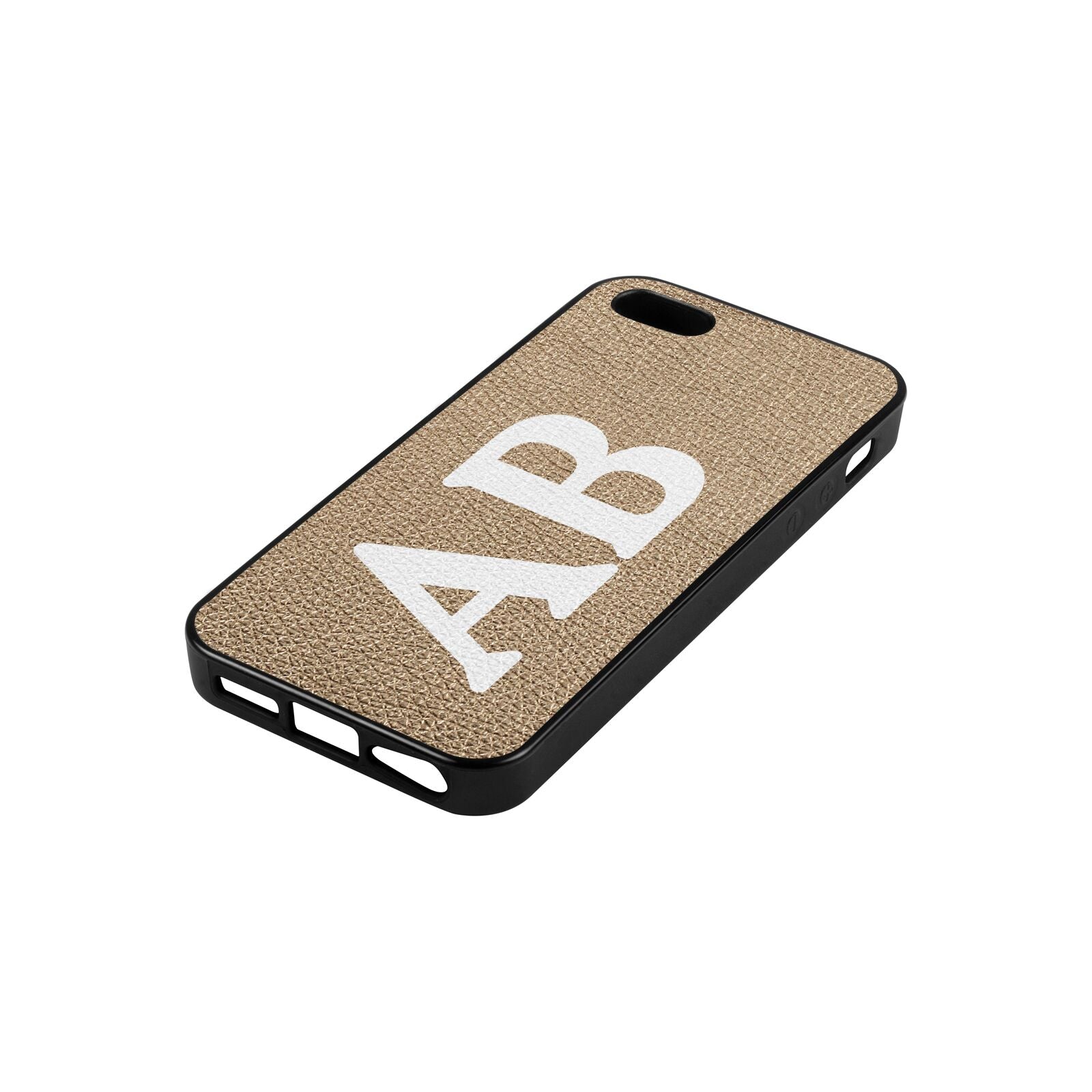 Serif Initials Gold Pebble Leather iPhone 5 Case Side Angle