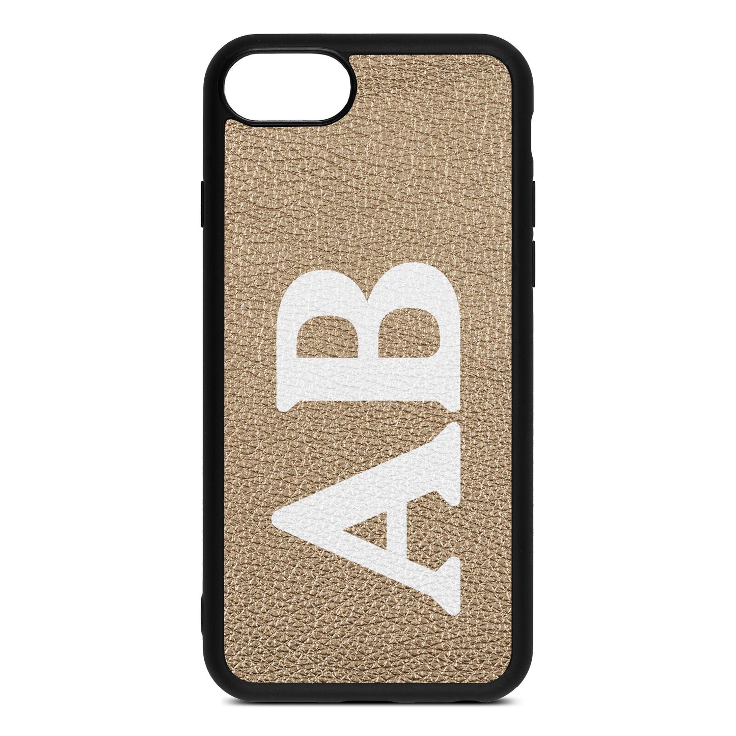 Serif Initials Gold Pebble Leather iPhone 8 Case