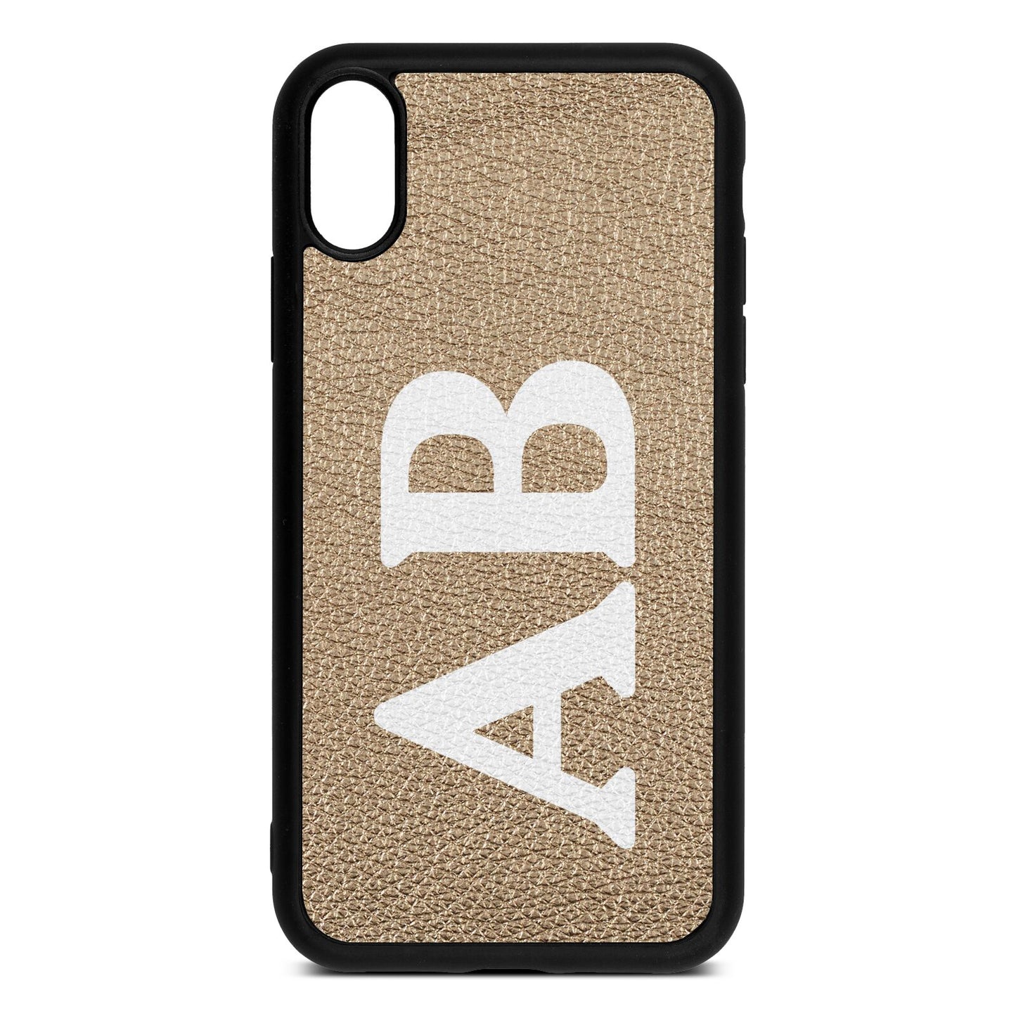 Serif Initials Gold Pebble Leather iPhone Xr Case