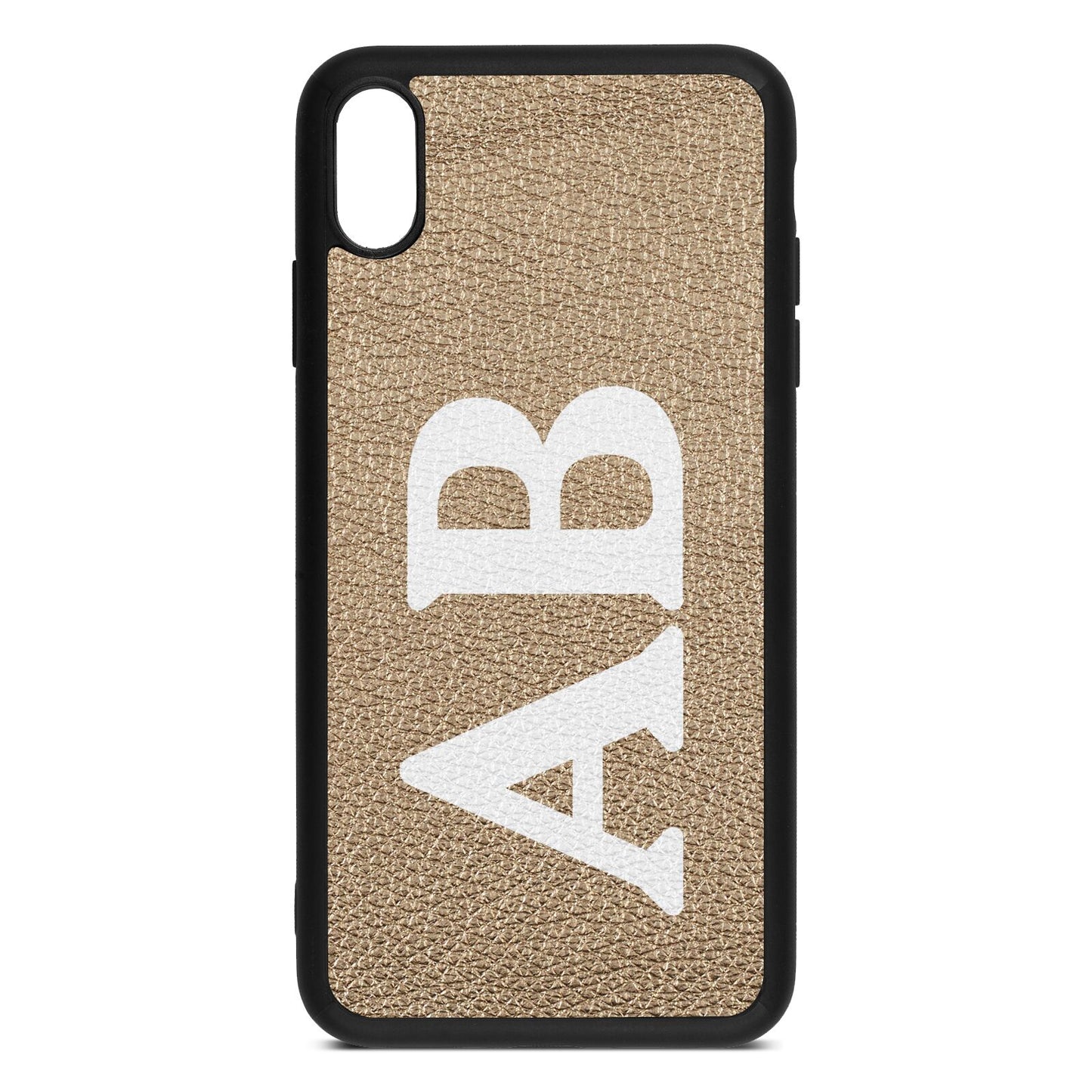 Serif Initials Gold Pebble Leather iPhone Xs Max Case