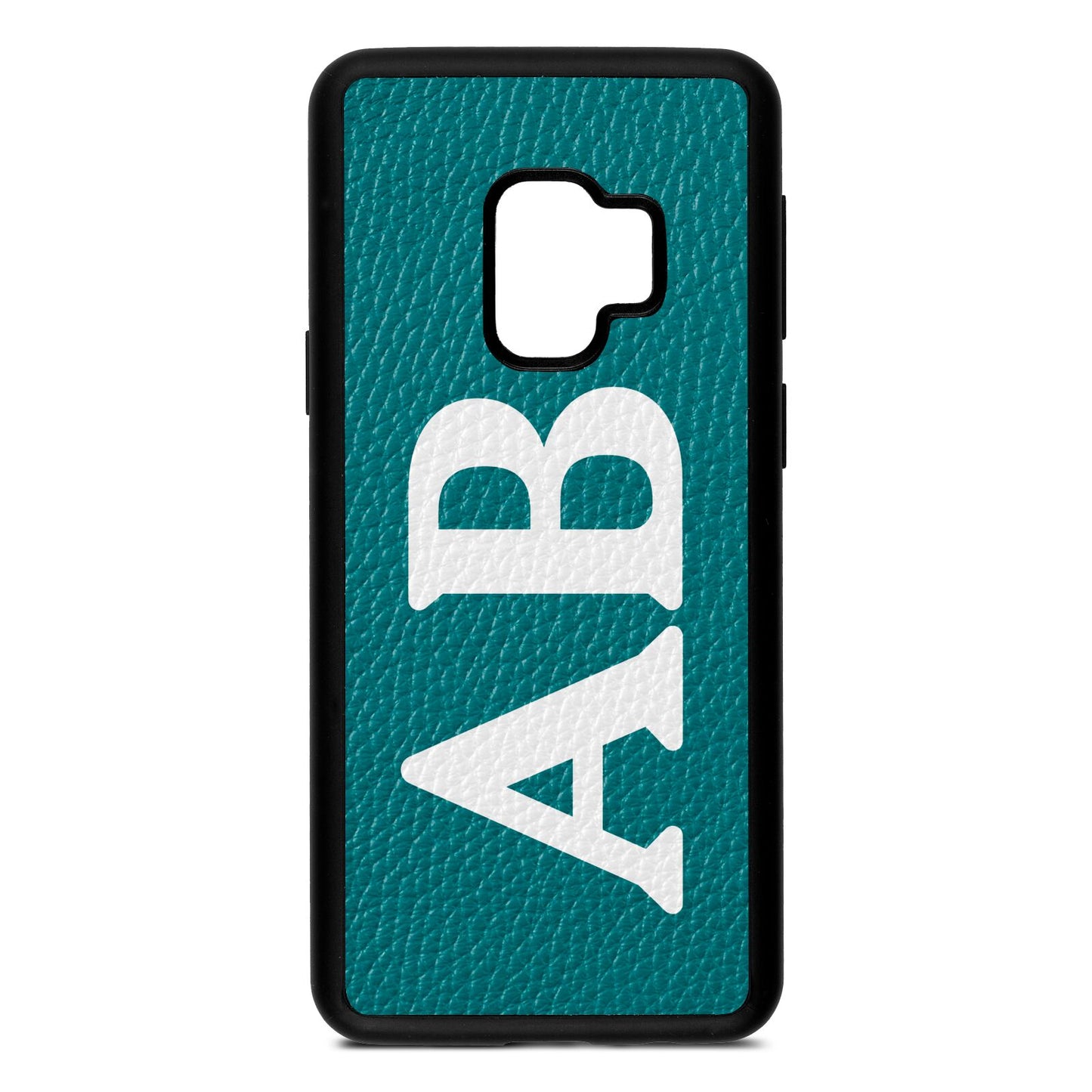 Serif Initials Green Pebble Leather Samsung S9 Case