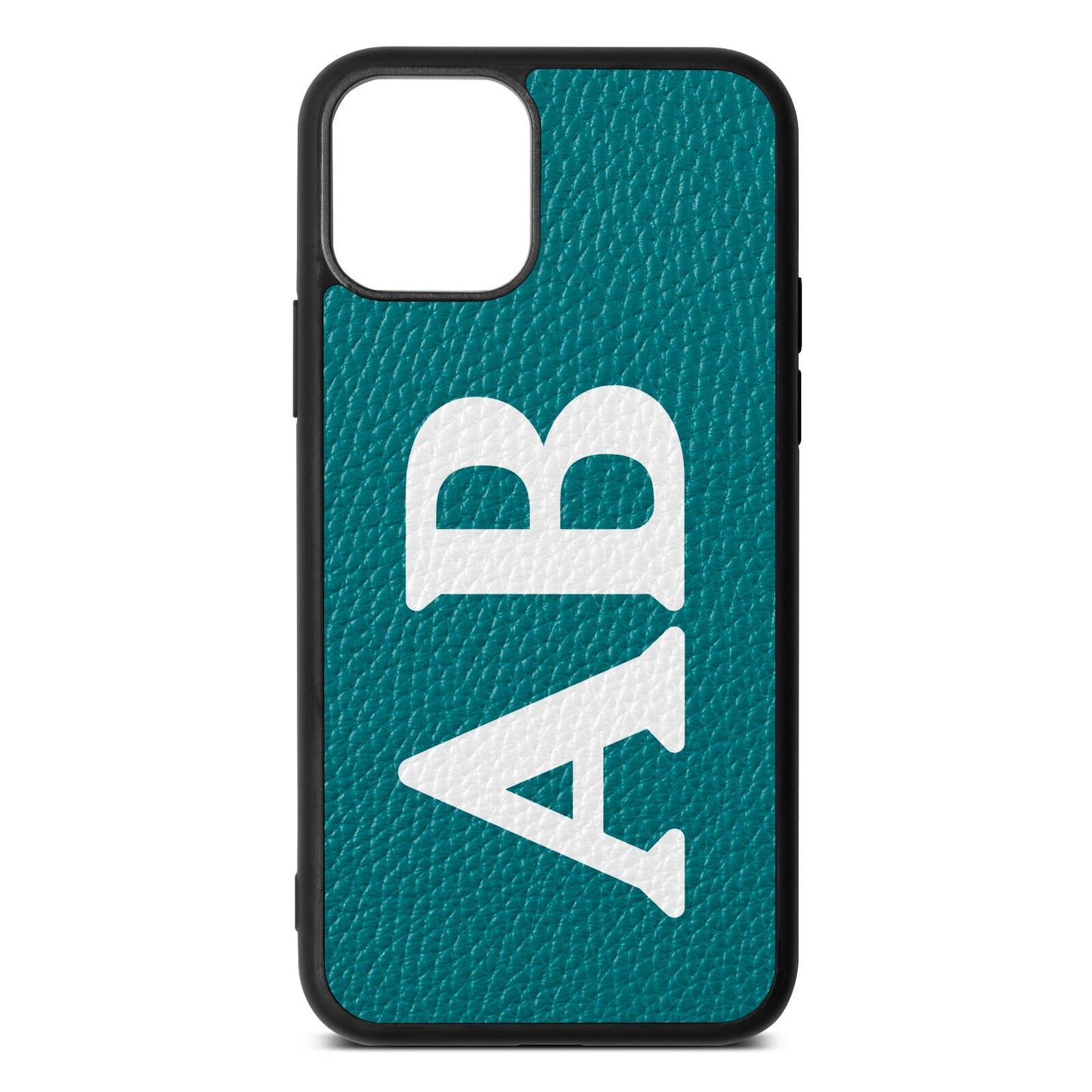 Serif Initials Green Pebble Leather iPhone 11 Case