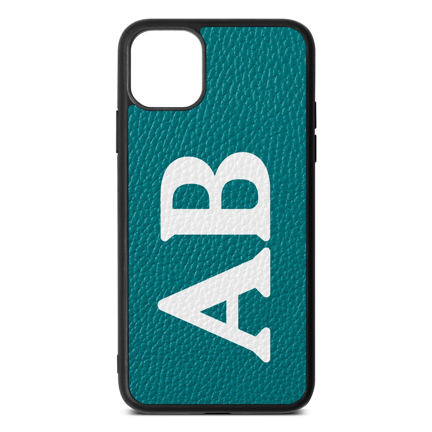 Serif Initials Green Pebble Leather iPhone 11 Pro Max Case