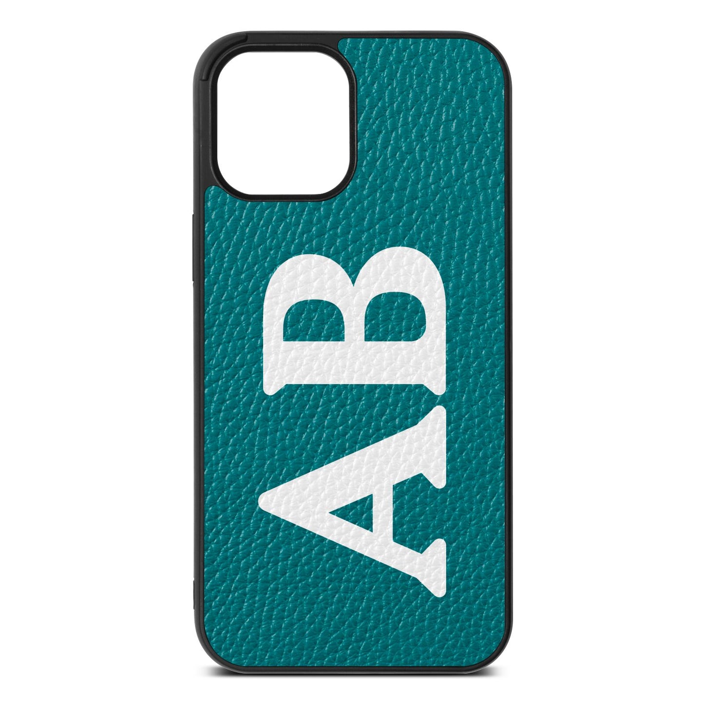 Serif Initials Green Pebble Leather iPhone 12 Pro Max Case