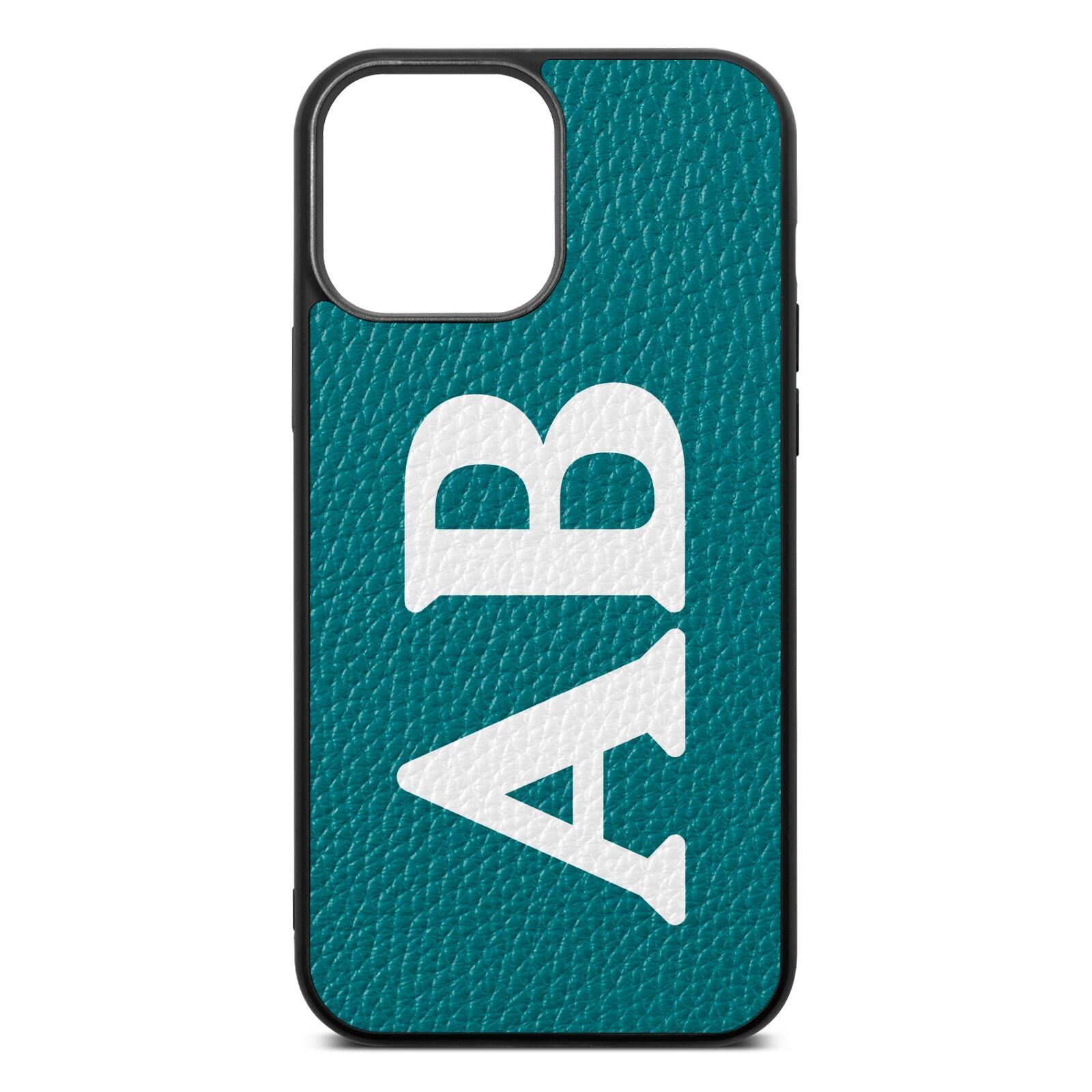 Serif Initials Green Pebble Leather iPhone 13 Pro Max Case