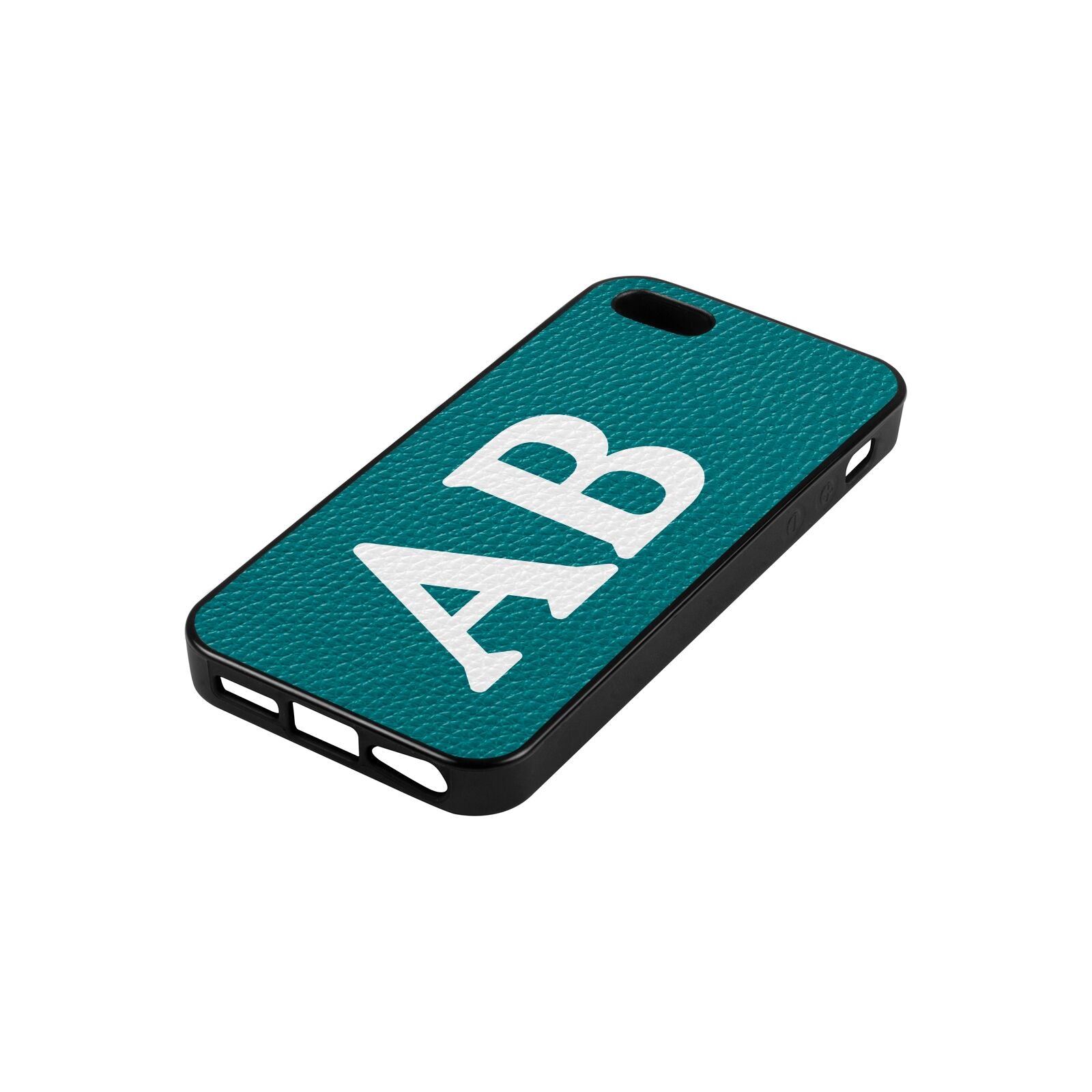 Serif Initials Green Pebble Leather iPhone 5 Case Side Angle