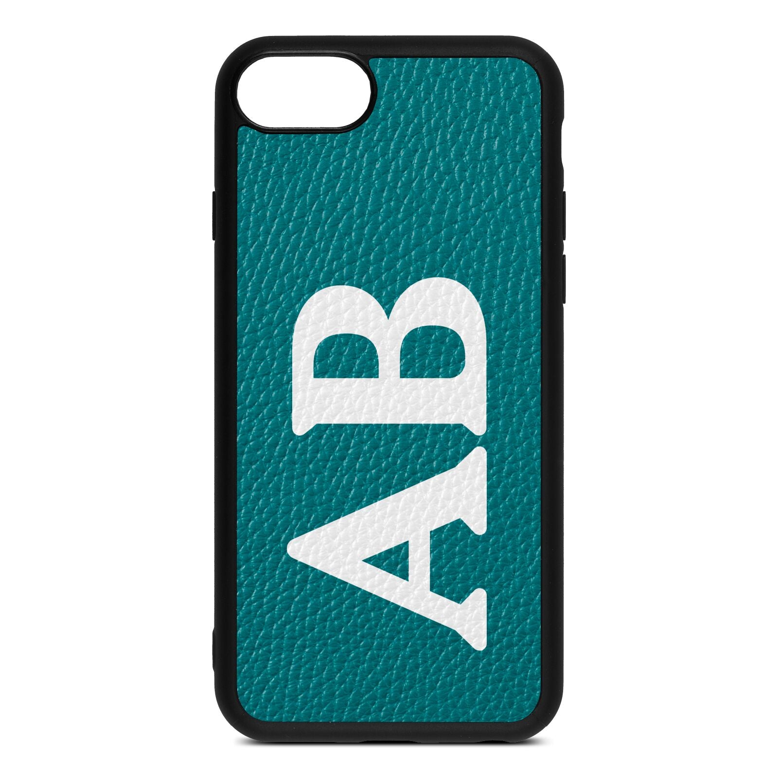 Serif Initials Green Pebble Leather iPhone 8 Case