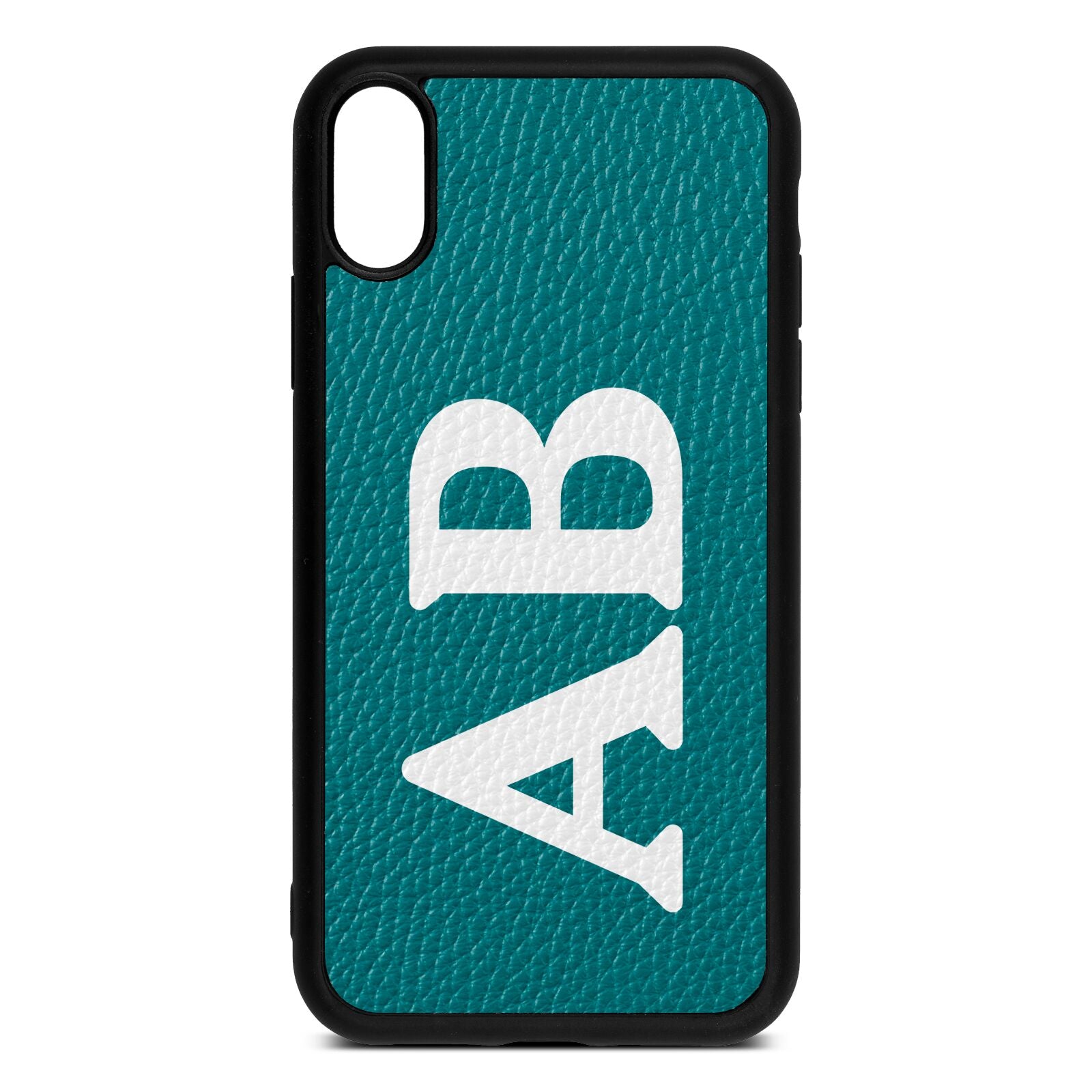 Serif Initials Green Pebble Leather iPhone Xr Case