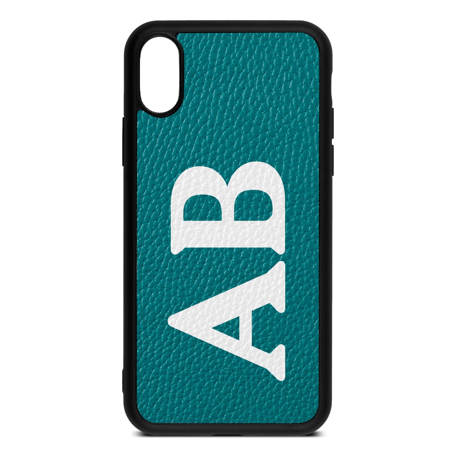 Serif Initials Green Pebble Leather iPhone Xs Case