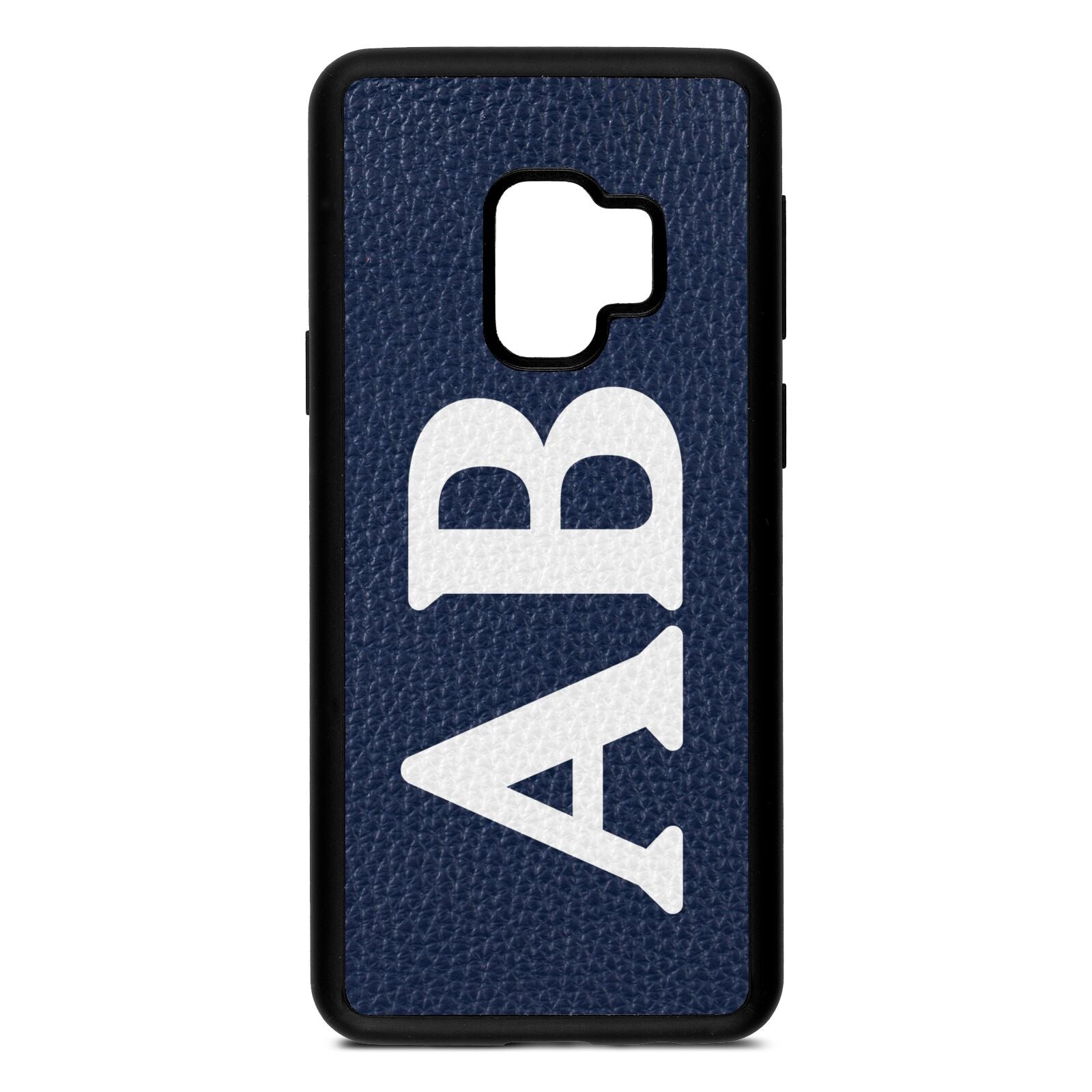 Serif Initials Navy Blue Pebble Leather Samsung S9 Case