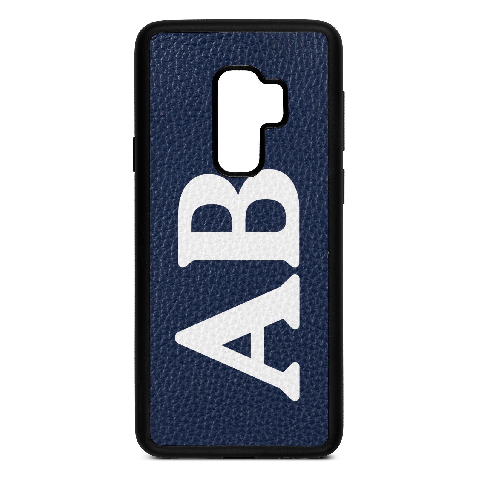 Serif Initials Navy Blue Pebble Leather Samsung S9 Plus Case