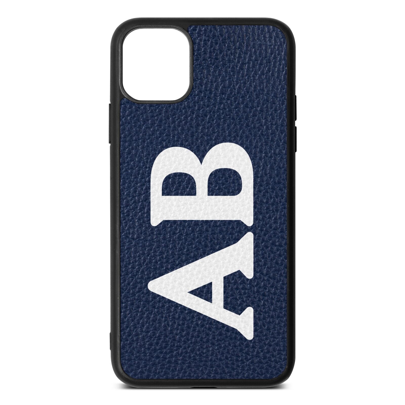 Serif Initials Navy Blue Pebble Leather iPhone 11 Pro Max Case