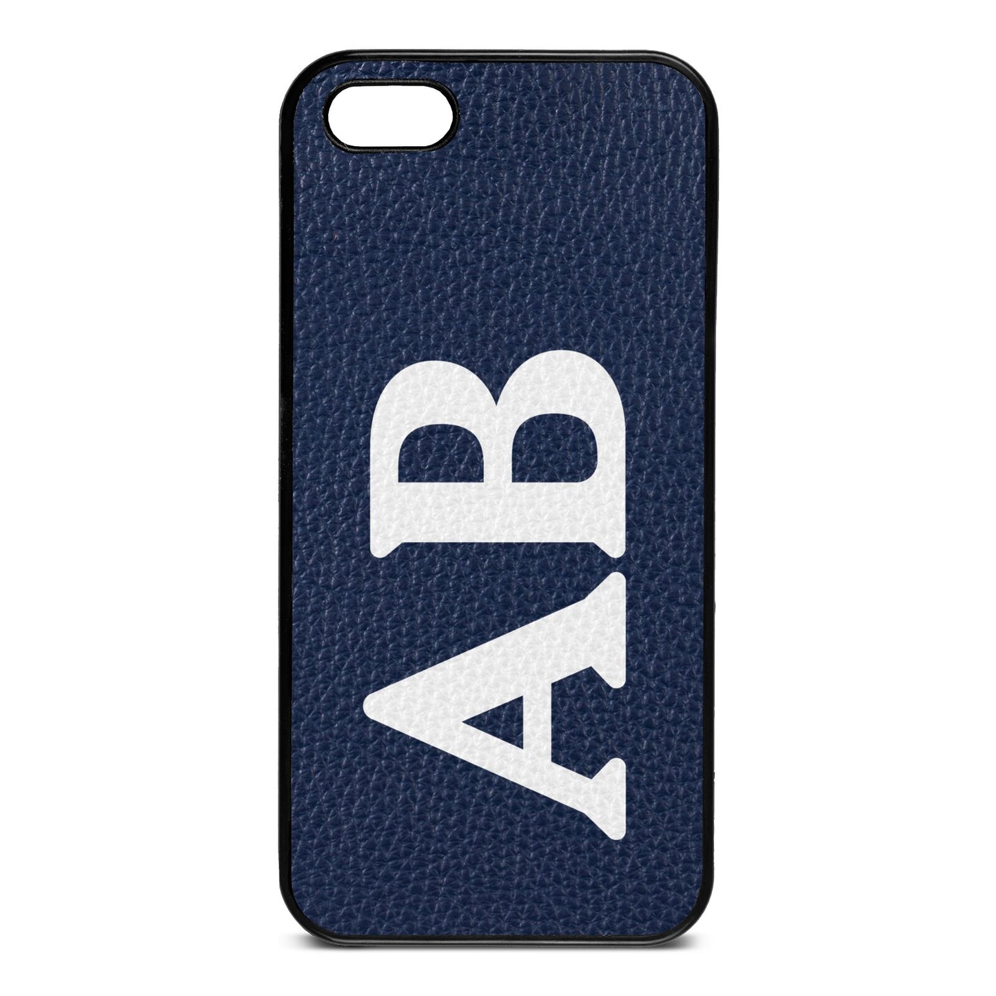 Serif Initials Navy Blue Pebble Leather iPhone 5 Case