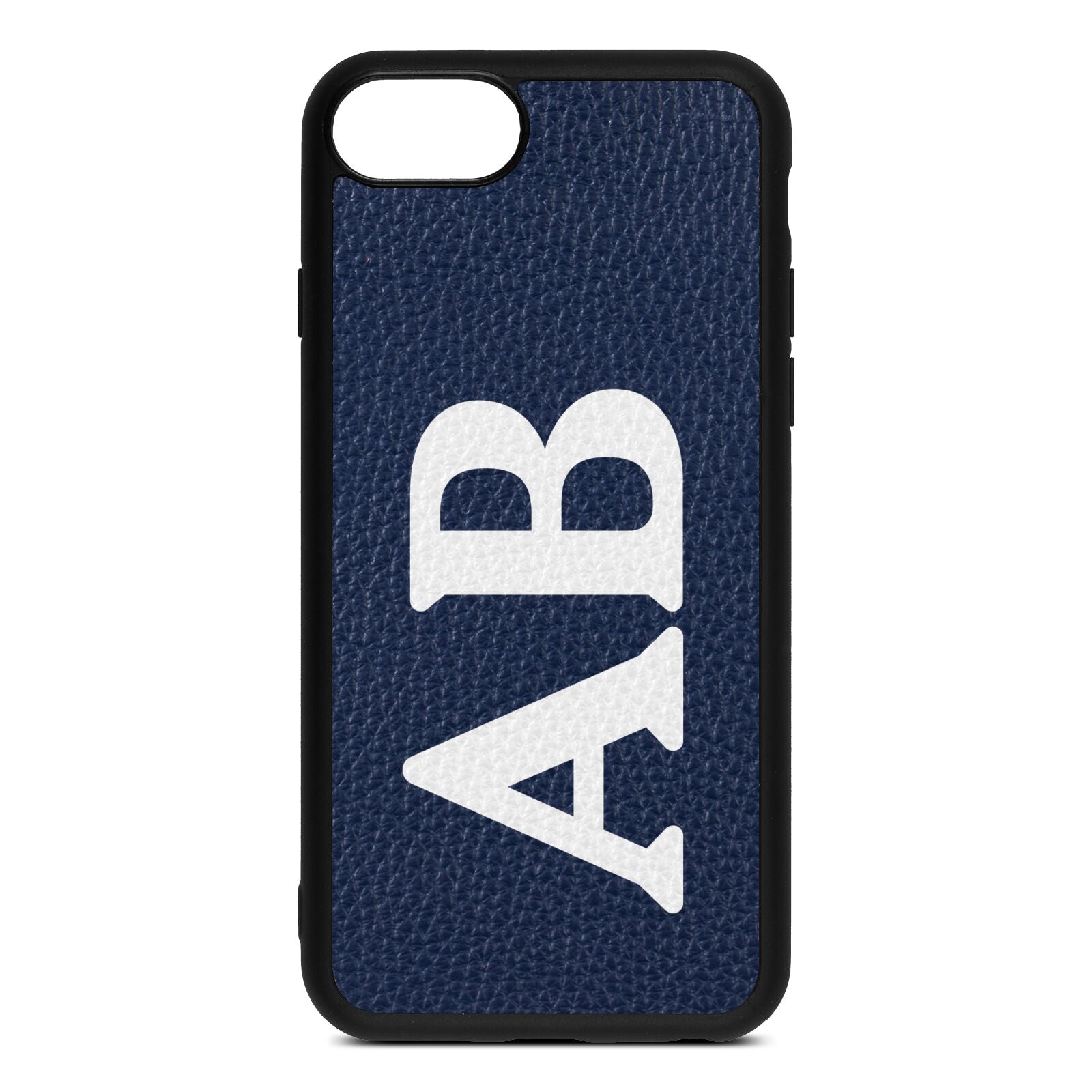 Serif Initials Navy Blue Pebble Leather iPhone 8 Case