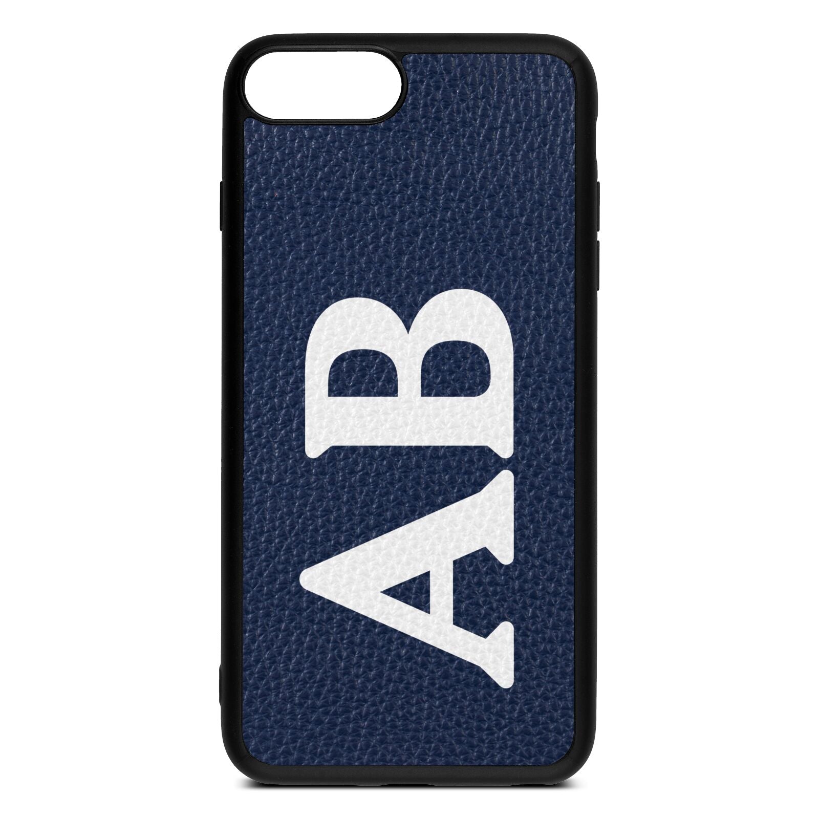 Serif Initials Navy Blue Pebble Leather iPhone 8 Plus Case