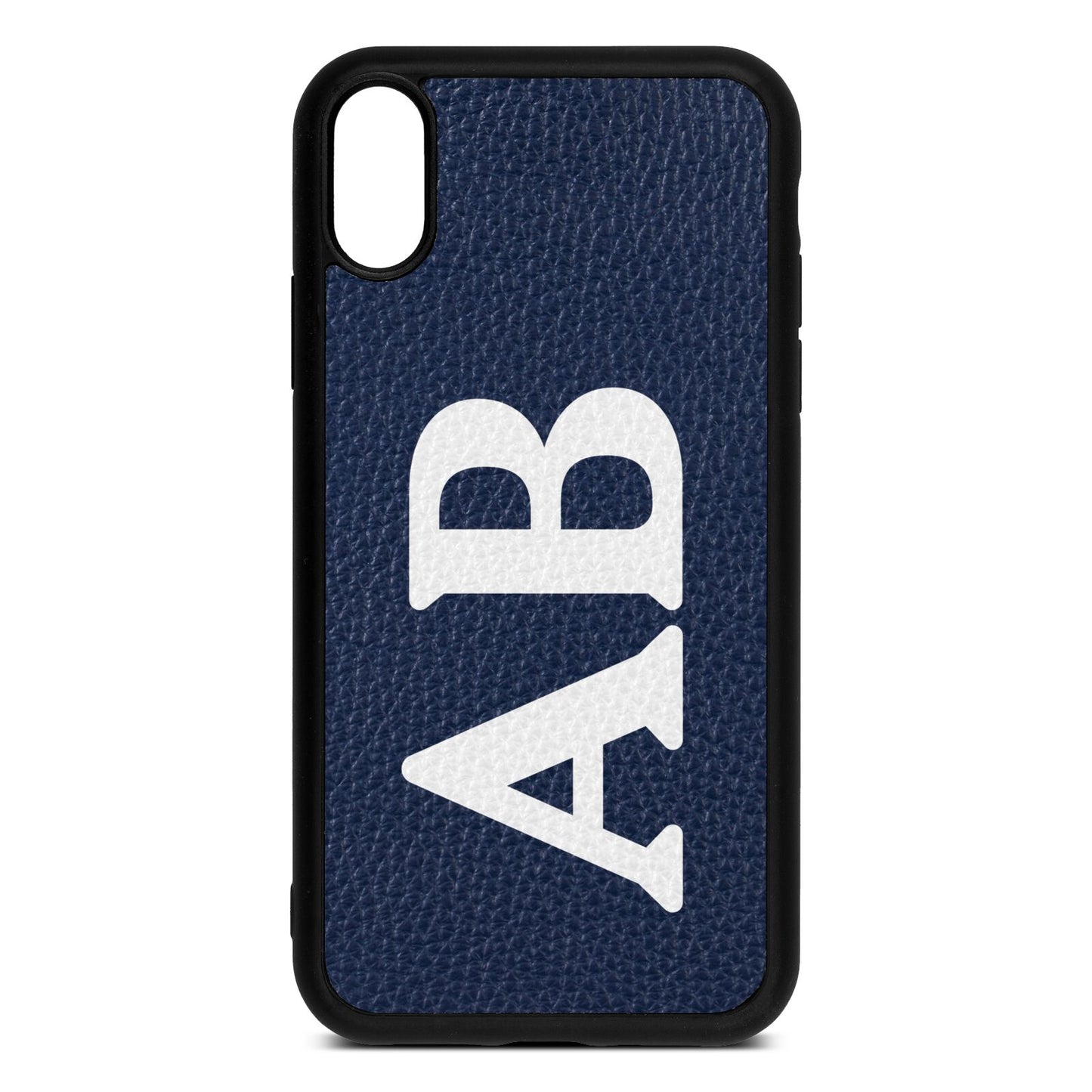 Serif Initials Navy Blue Pebble Leather iPhone Xr Case