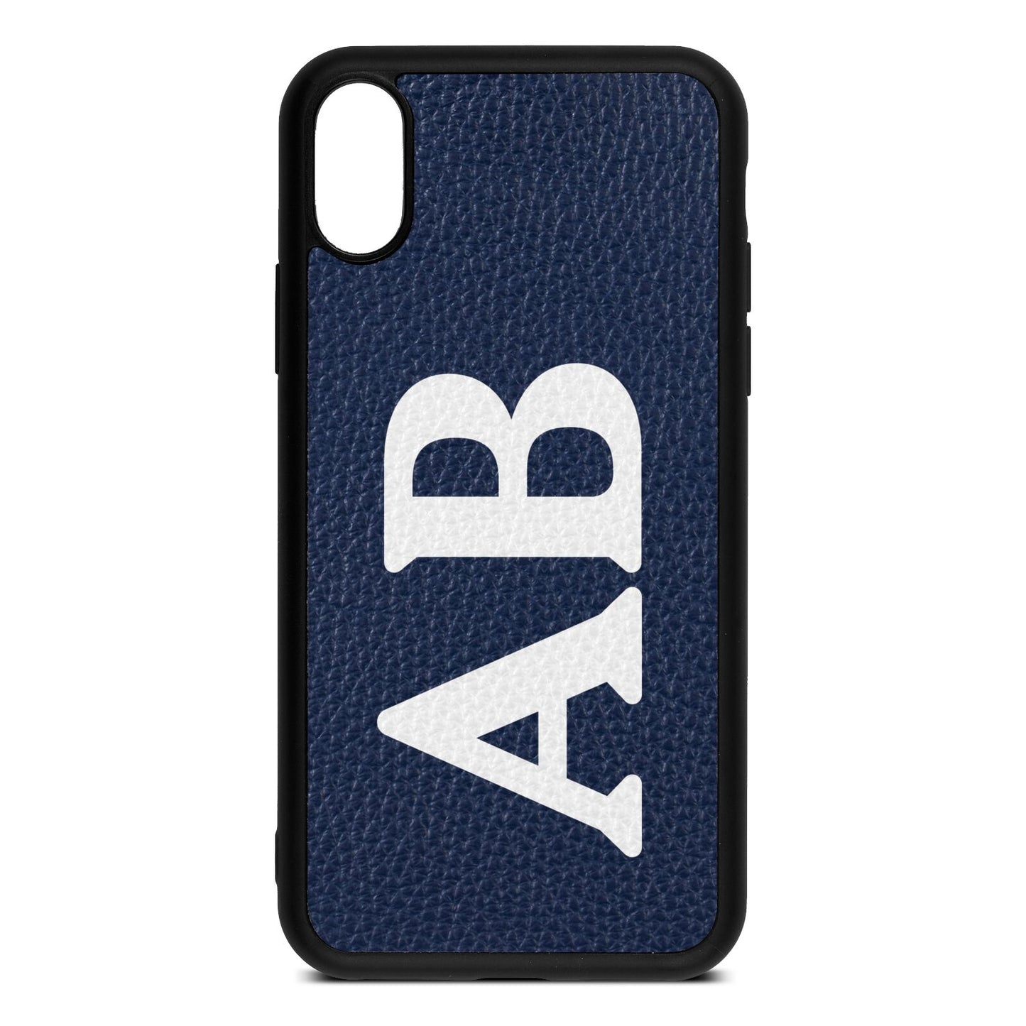 Serif Initials Navy Blue Pebble Leather iPhone Xs Case