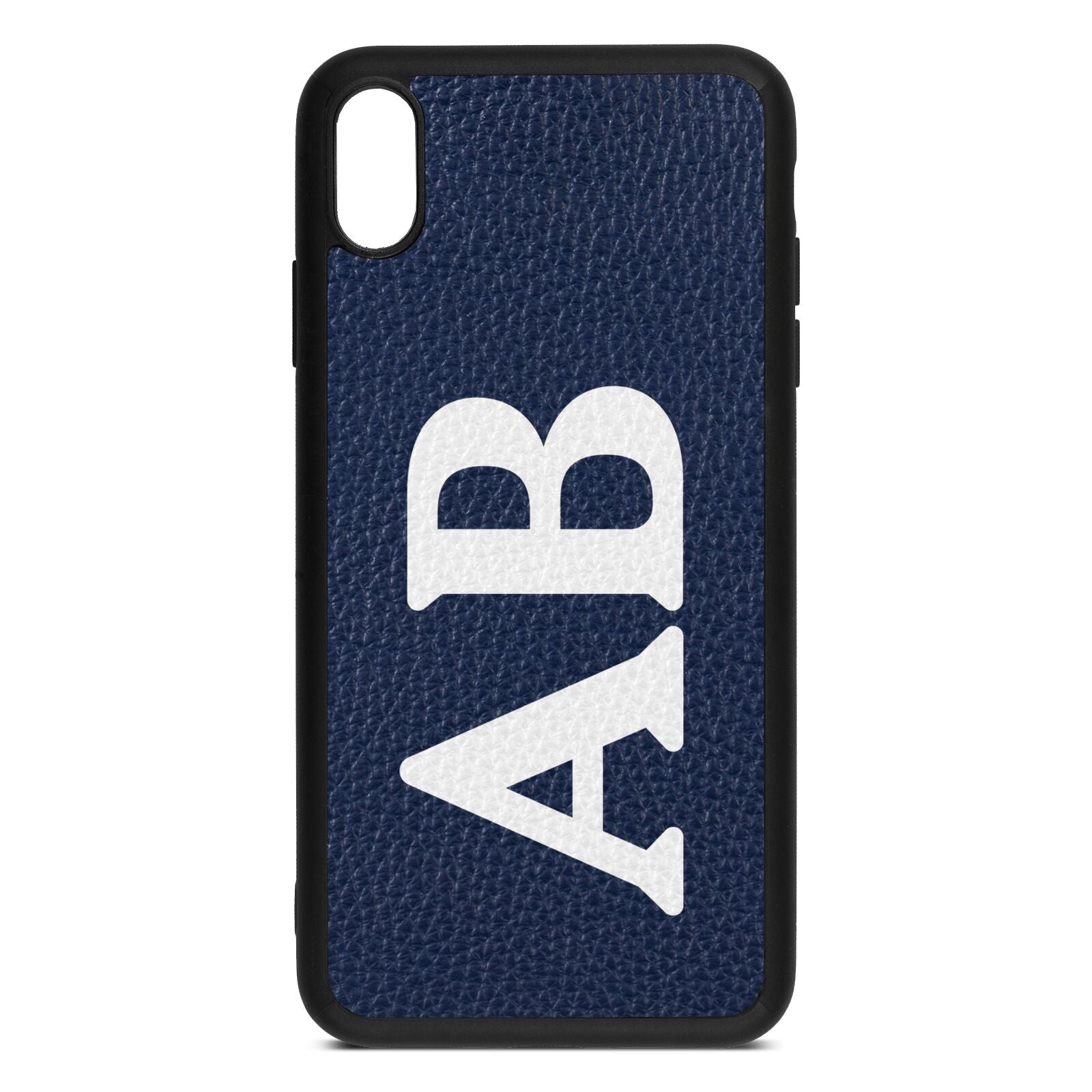 Serif Initials Navy Blue Pebble Leather iPhone Xs Max Case