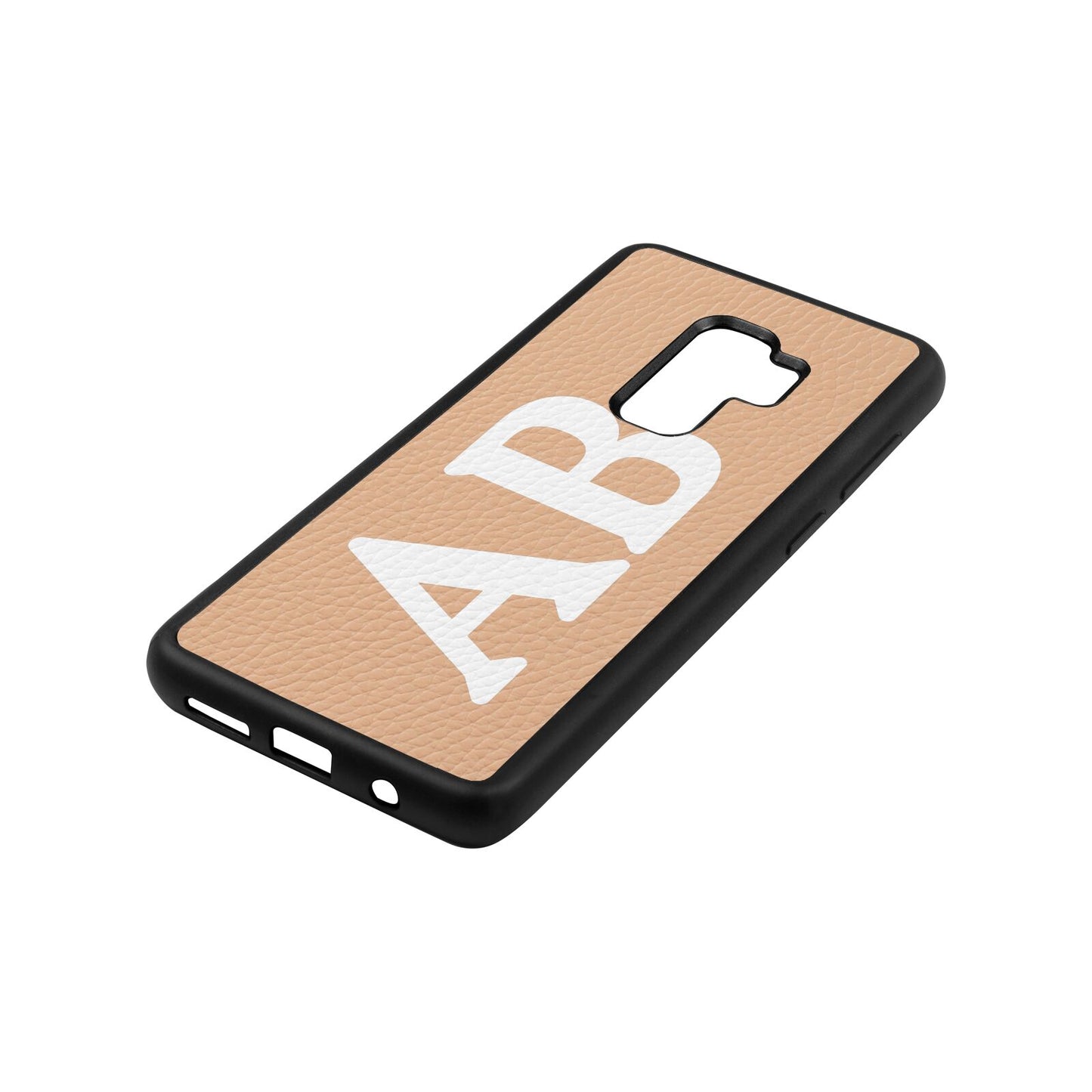 Serif Initials Nude Pebble Leather Samsung S9 Plus Case Side Angle