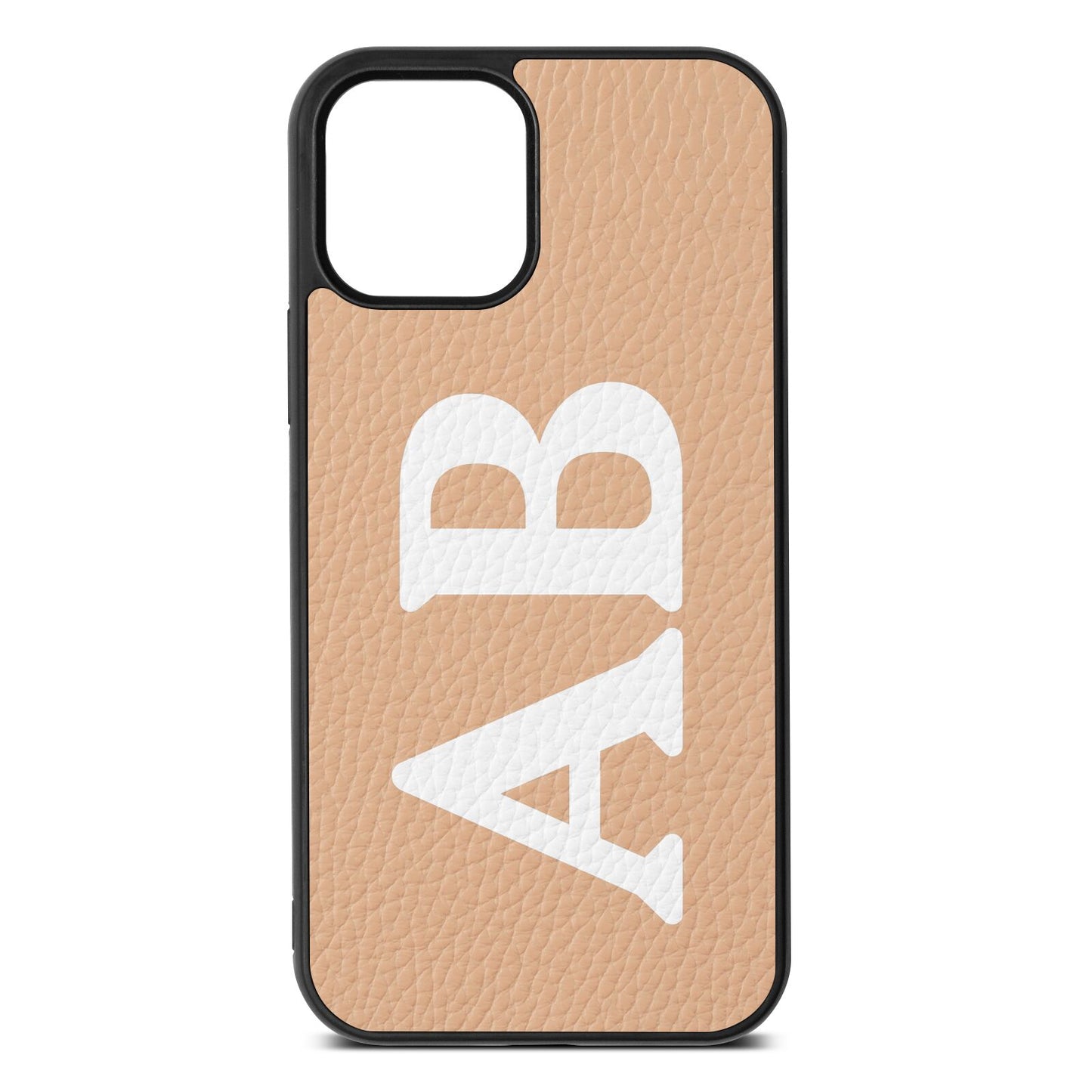 Serif Initials Nude Pebble Leather iPhone 12 Case