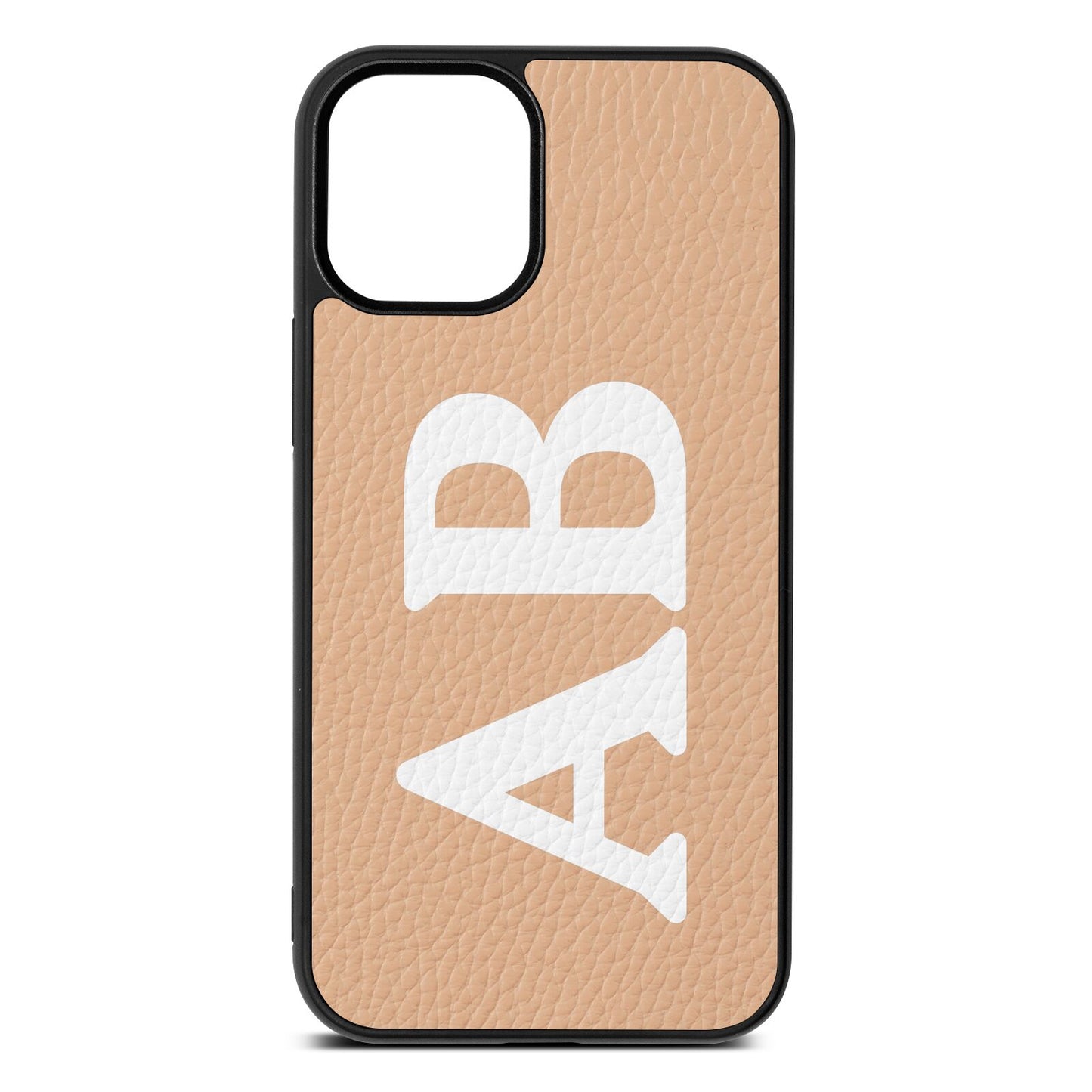 Serif Initials Nude Pebble Leather iPhone 12 Mini Case