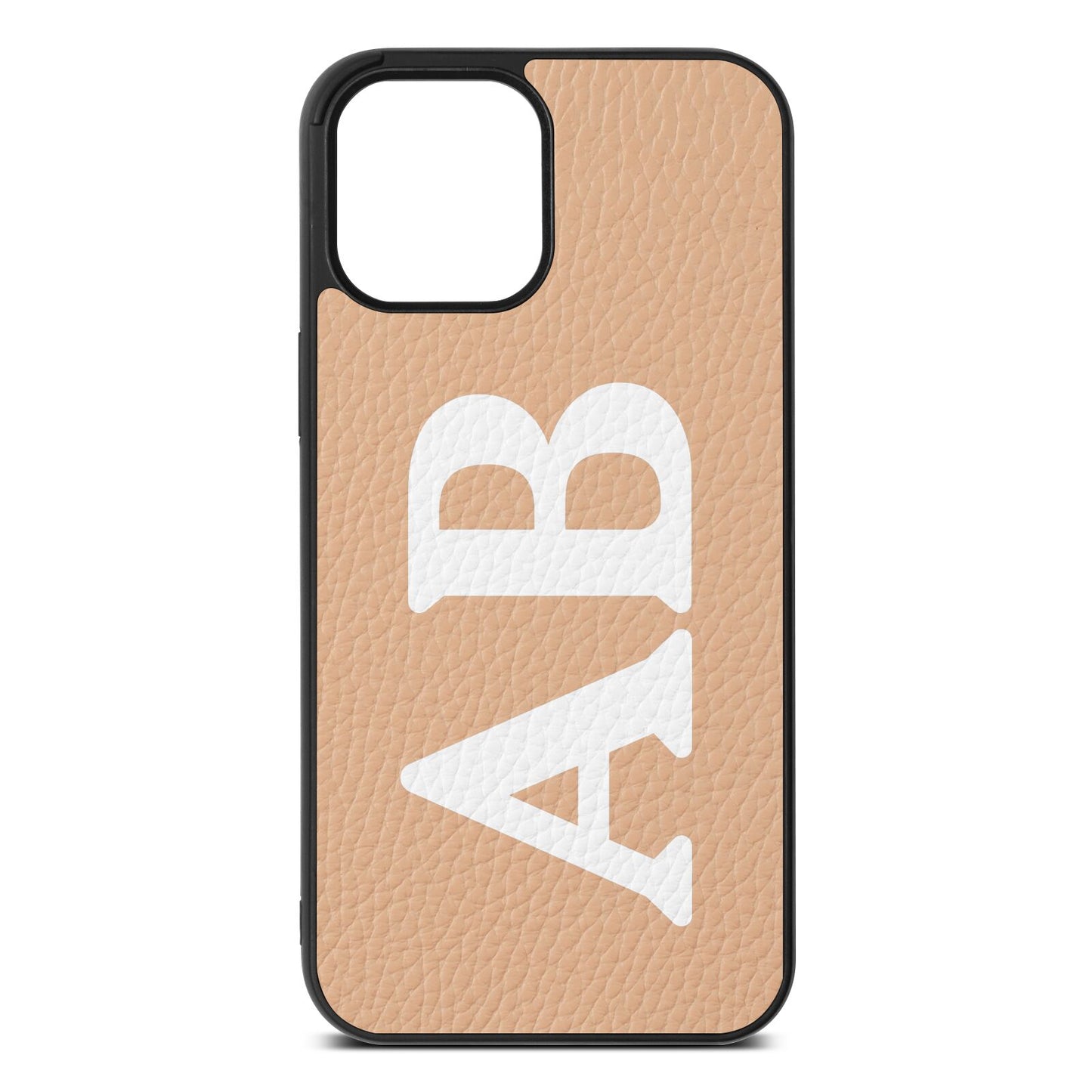 Serif Initials Nude Pebble Leather iPhone 12 Pro Max Case