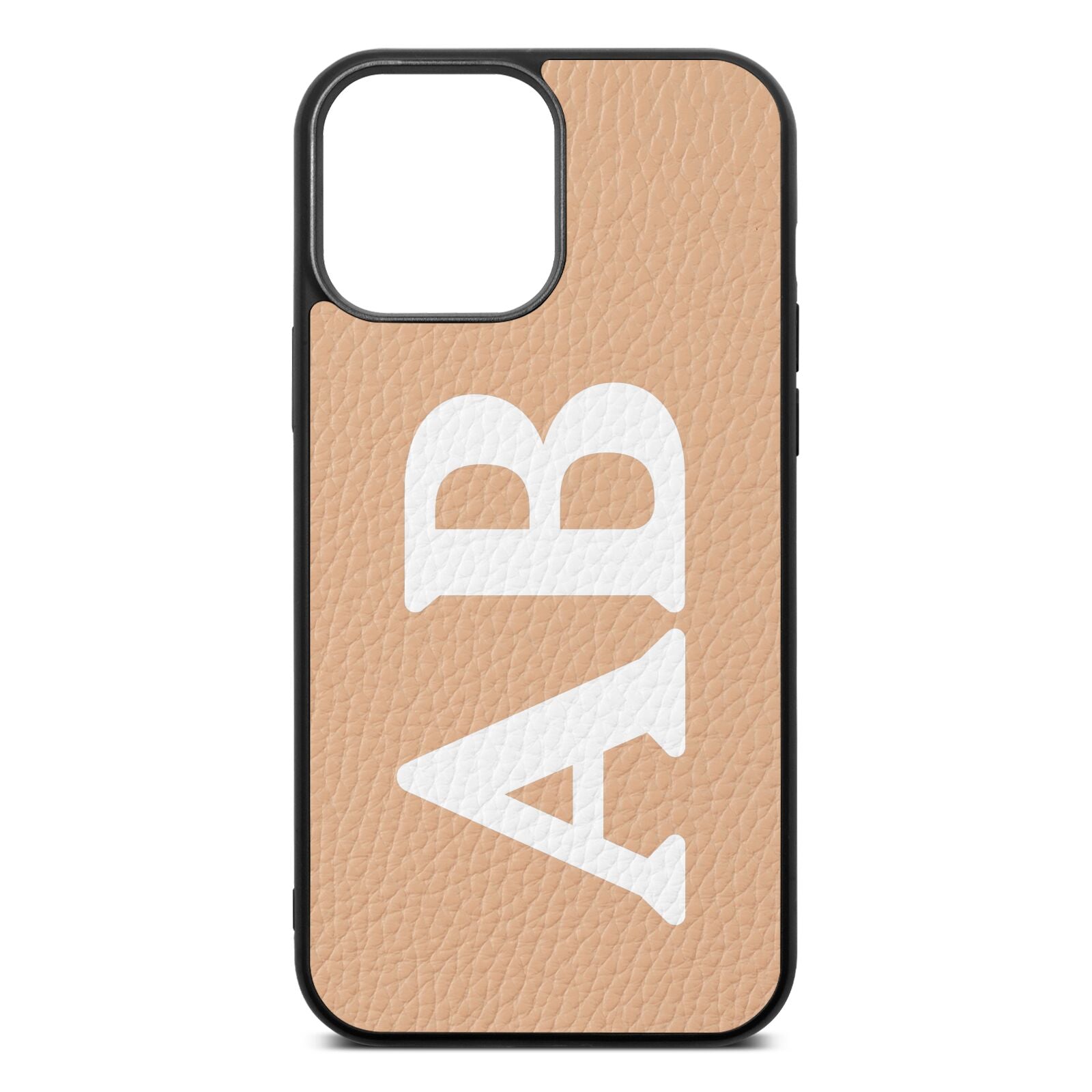 Serif Initials Nude Pebble Leather iPhone 13 Pro Max Case