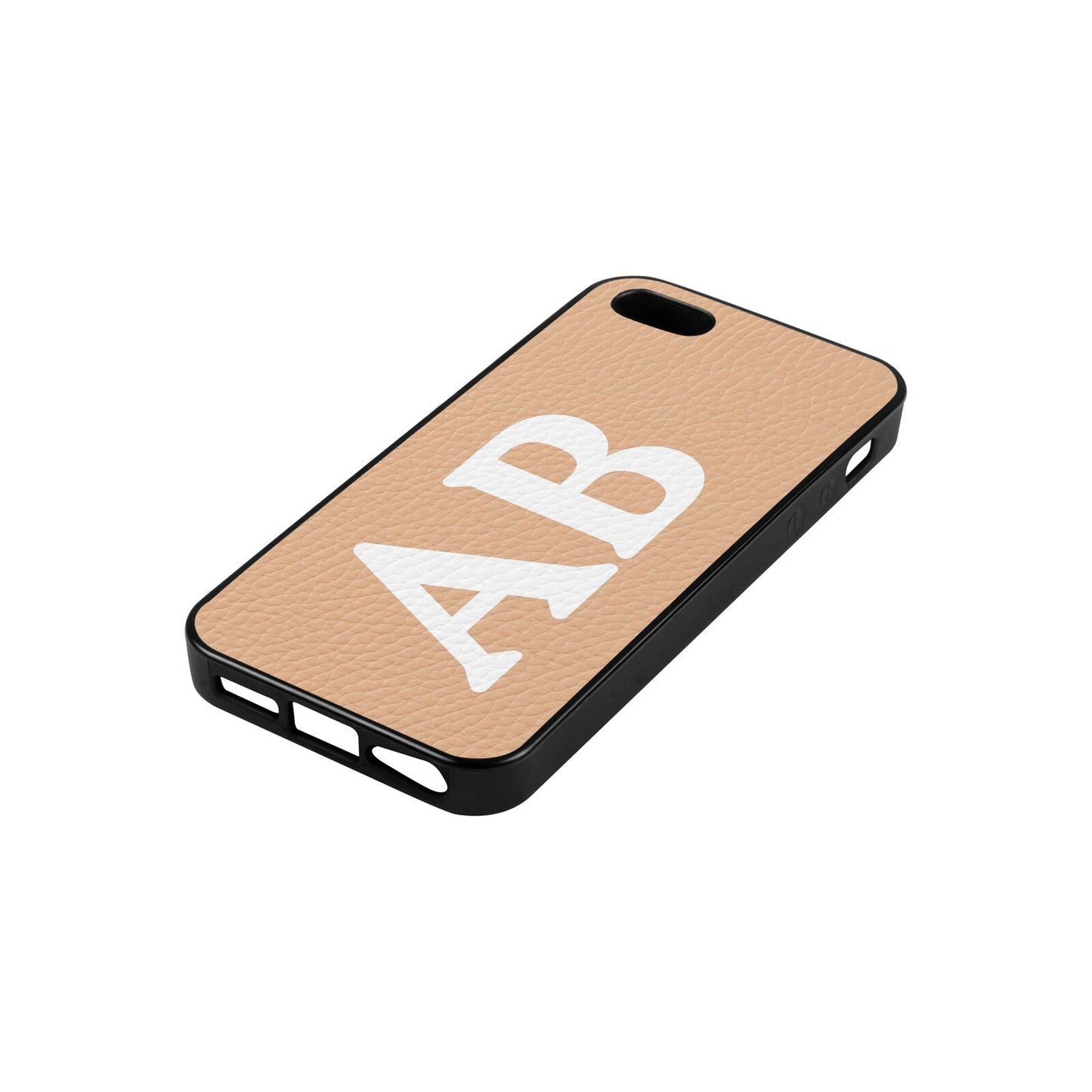 Serif Initials Nude Pebble Leather iPhone 5 Case Side Angle