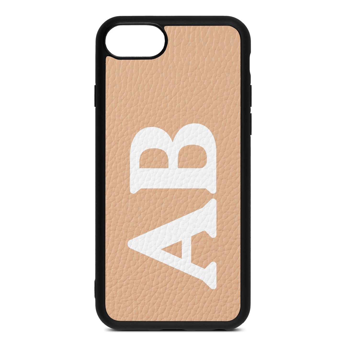 Serif Initials Nude Pebble Leather iPhone 8 Case