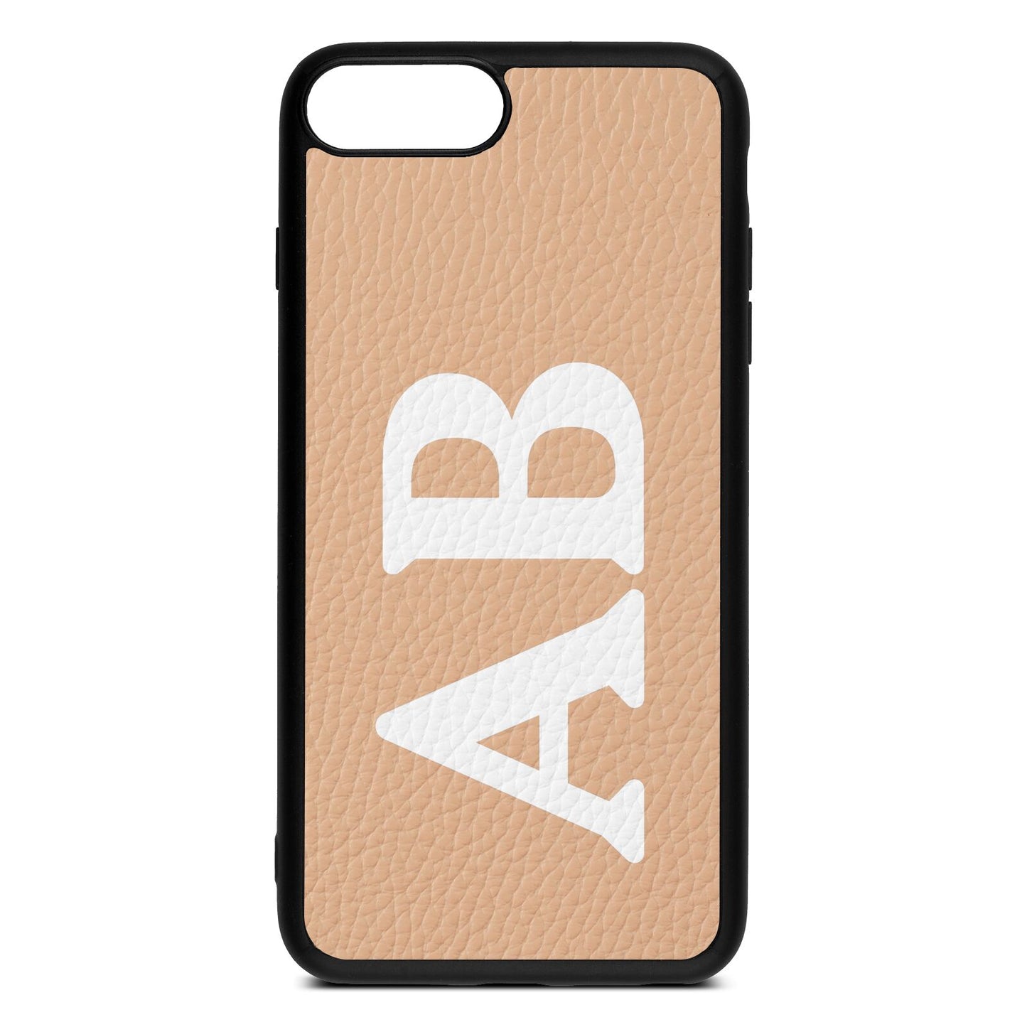 Serif Initials Nude Pebble Leather iPhone 8 Plus Case