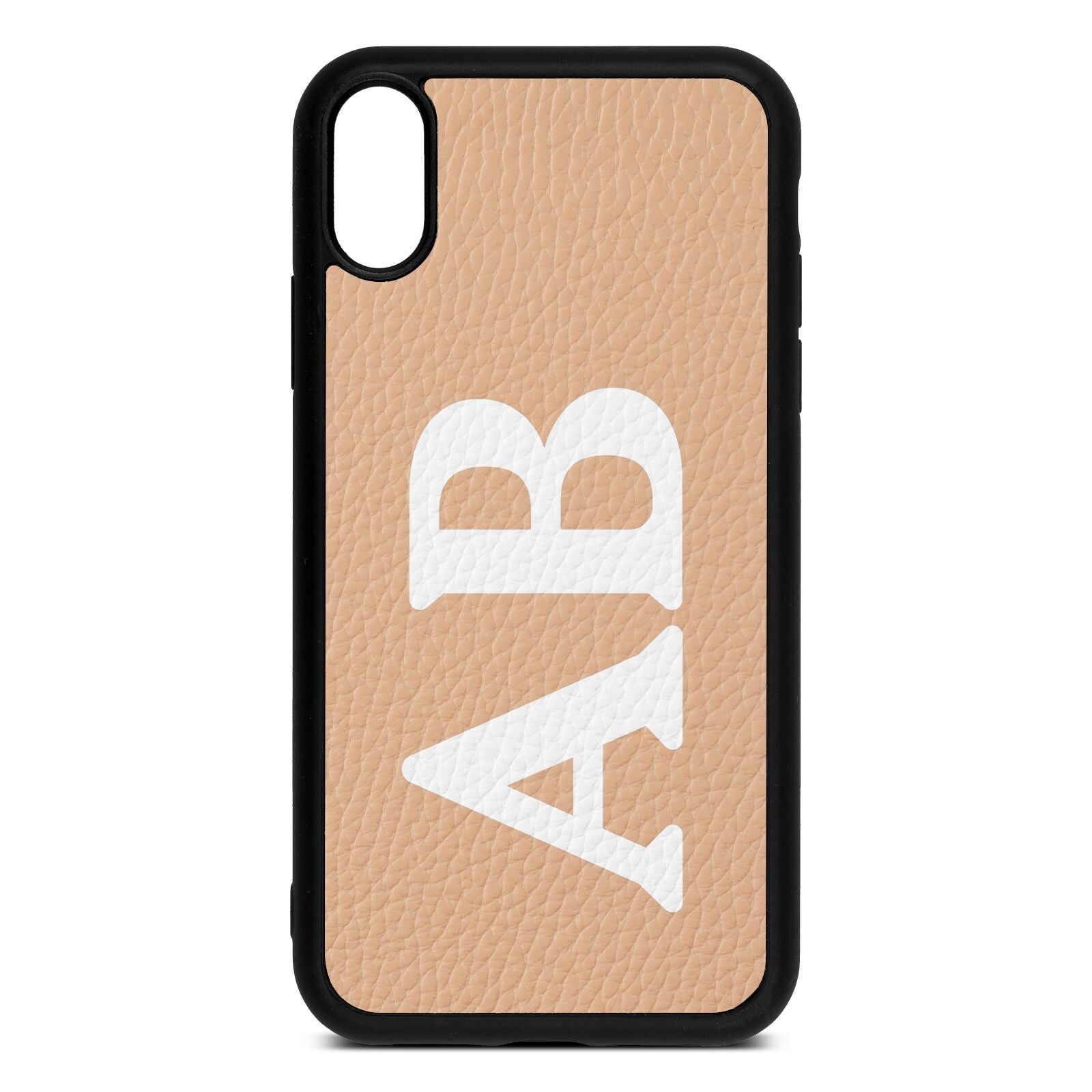 Serif Initials Nude Pebble Leather iPhone Xr Case