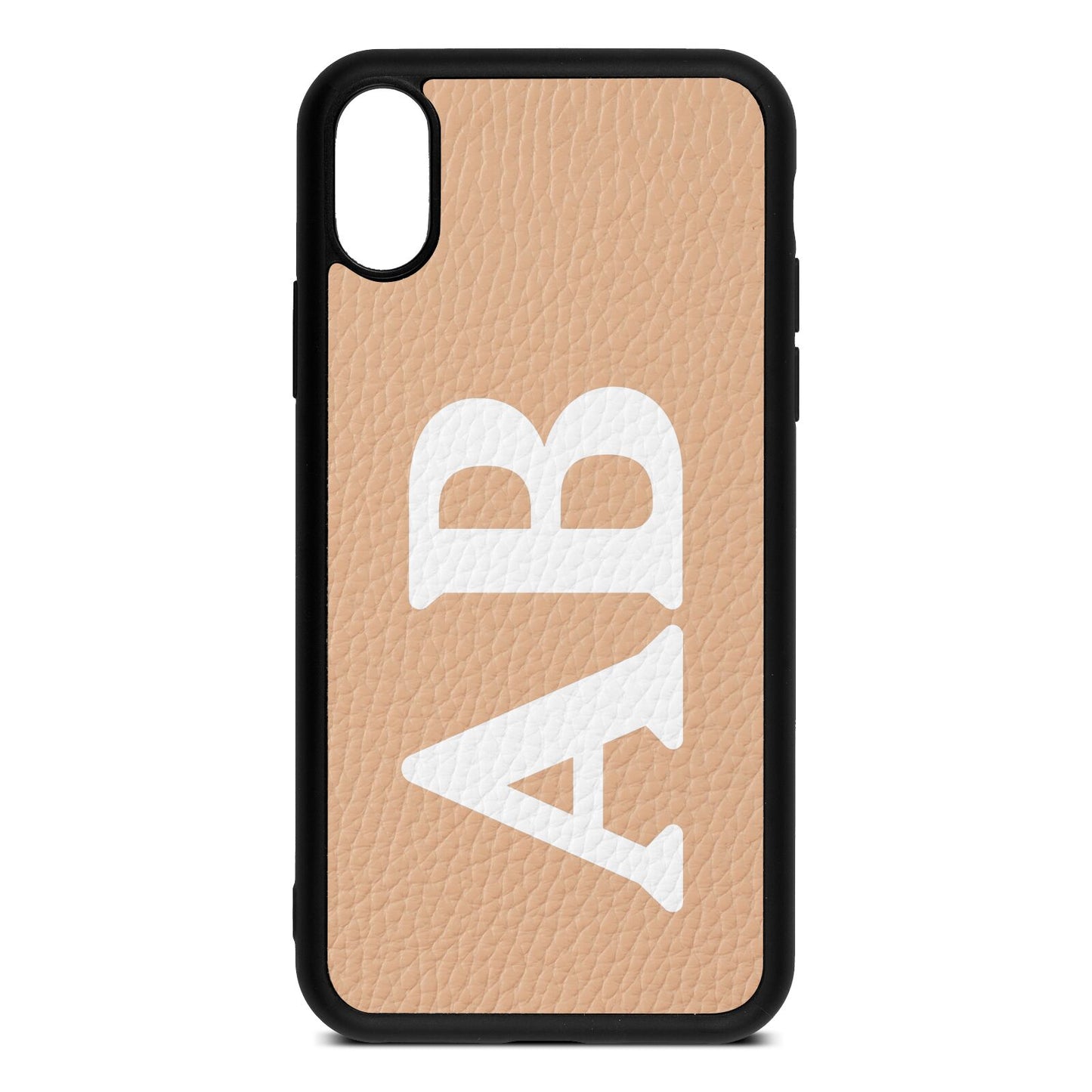 Serif Initials Nude Pebble Leather iPhone Xs Case