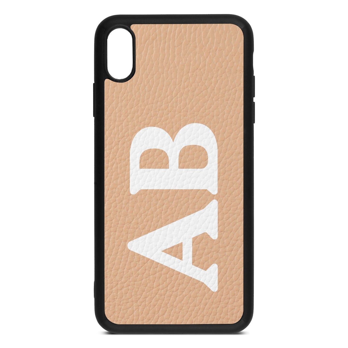 Serif Initials Nude Pebble Leather iPhone Xs Max Case