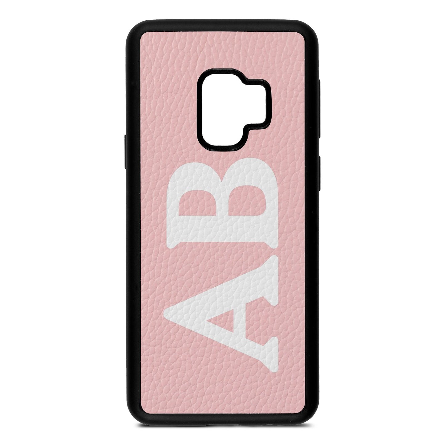 Serif Initials Pink Pebble Leather Samsung S9 Case